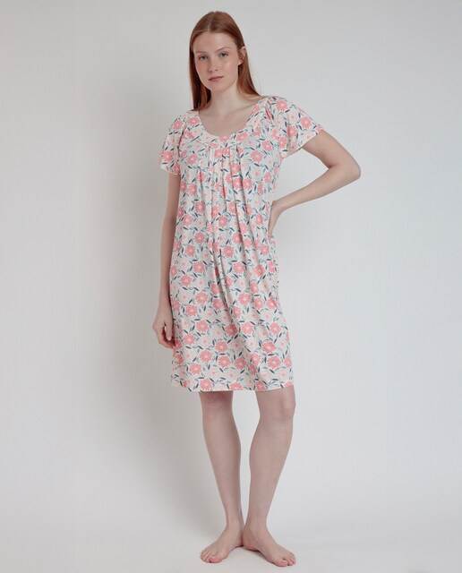 Imagen 0 de Camisón corto de mujer de punto estampado de flores