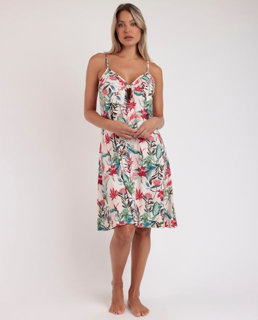 Imagen 0 de Camisón corto de mujer de punto viscosa de color rojo