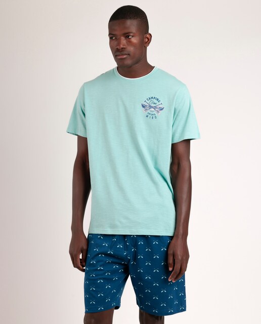 Imagen 0 de Pijama corto de hombre de punto de color azul