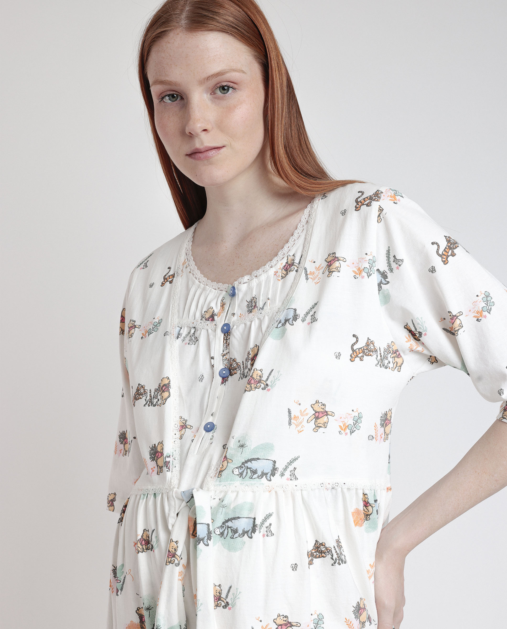 Pijama premamá de manga francesa de punto de algodón - Disney - Blanco Blanco-4