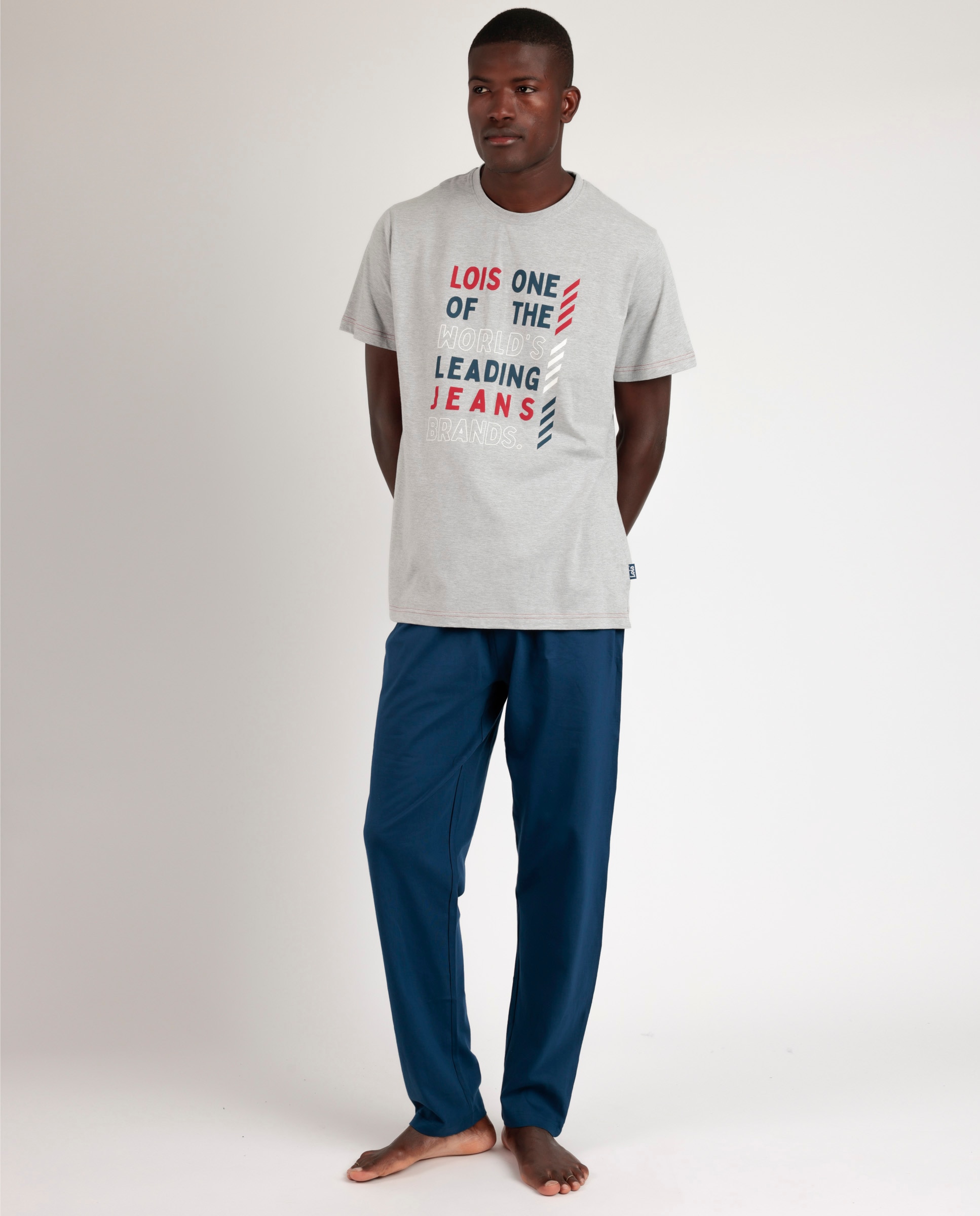 Imagen 0 de Pijama largo de hombre de punto de color gris Gris