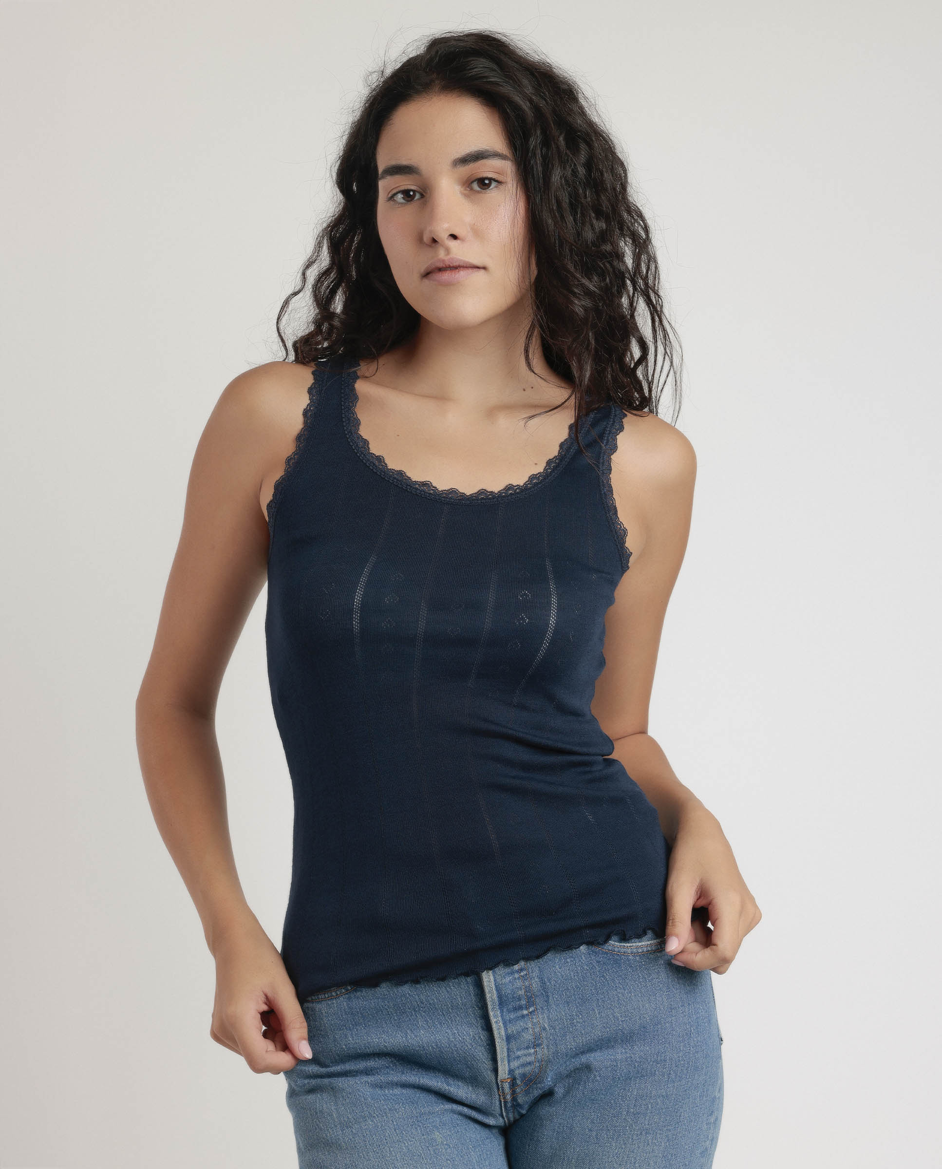 Imagen 1 de Camiseta interior de mujer sin mangas de punto de viscosa Azul marino