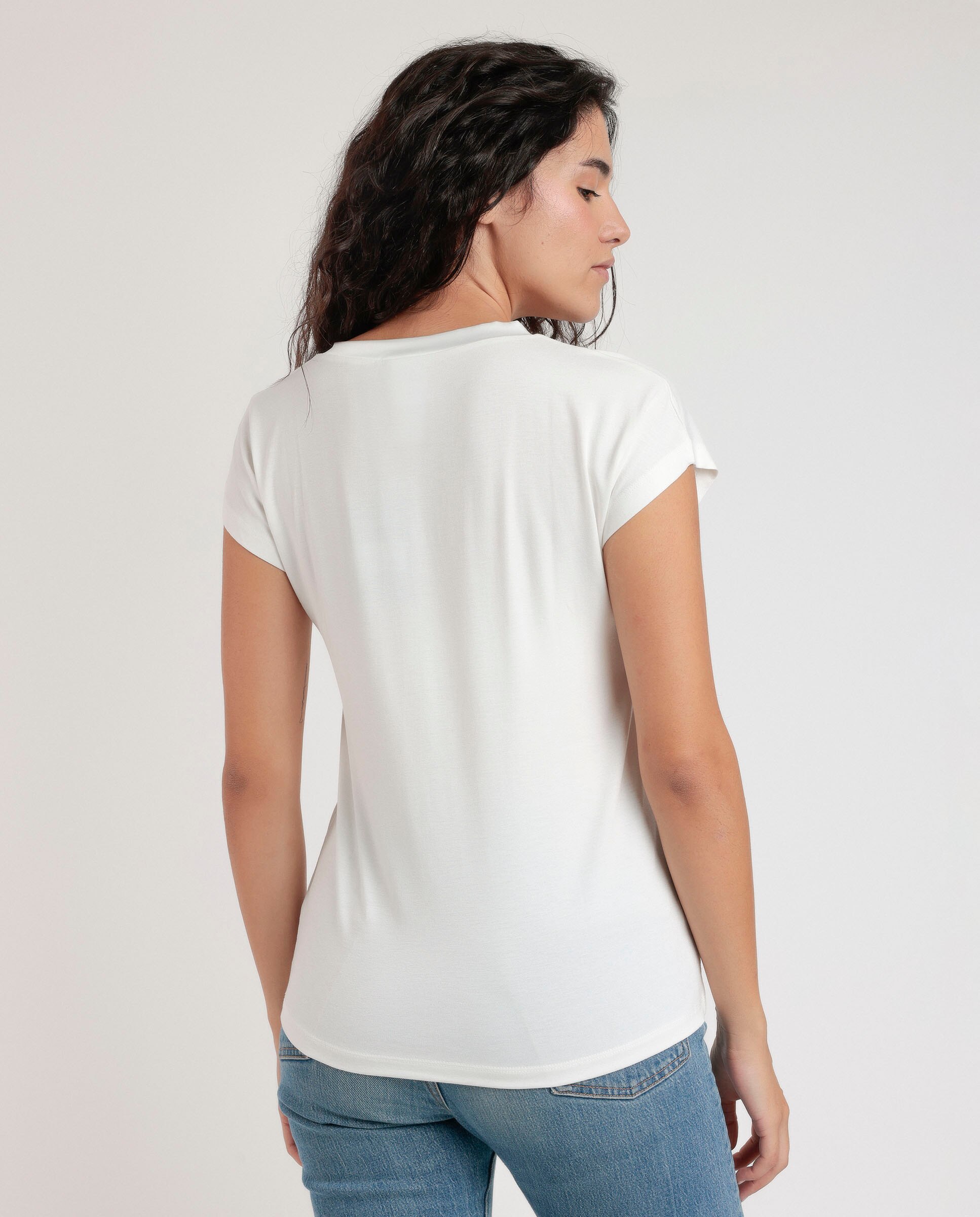 Camiseta interior de mujer de manga corta de tela satén - Admas - Crudo Crudo-2