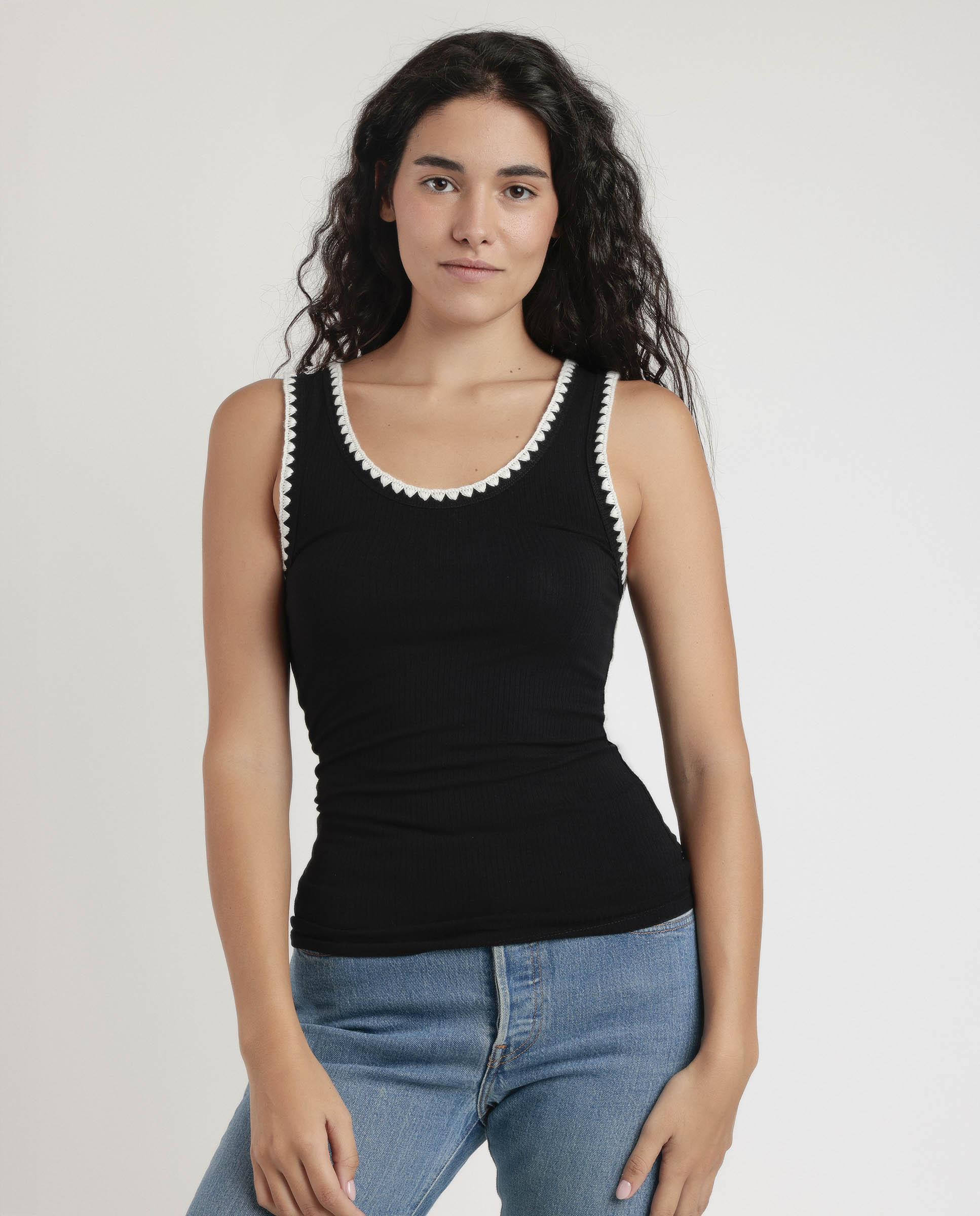 Imagen 1 de Camiseta interior de mujer sin mangas de punto de viscosa - Admas - Negro Negro