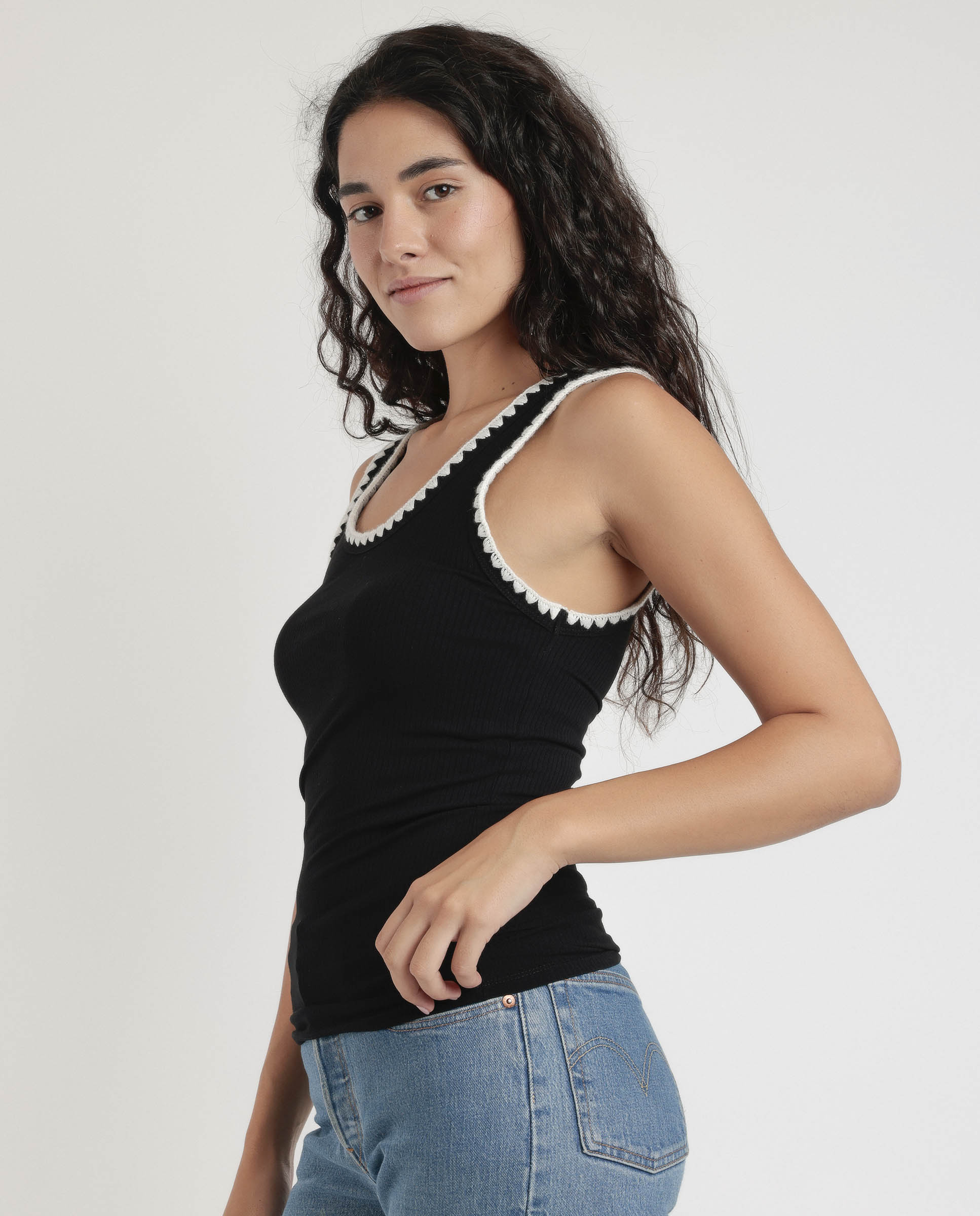 Imagen 2 de Camiseta interior de mujer sin mangas de punto de viscosa - Admas - Negro Negro