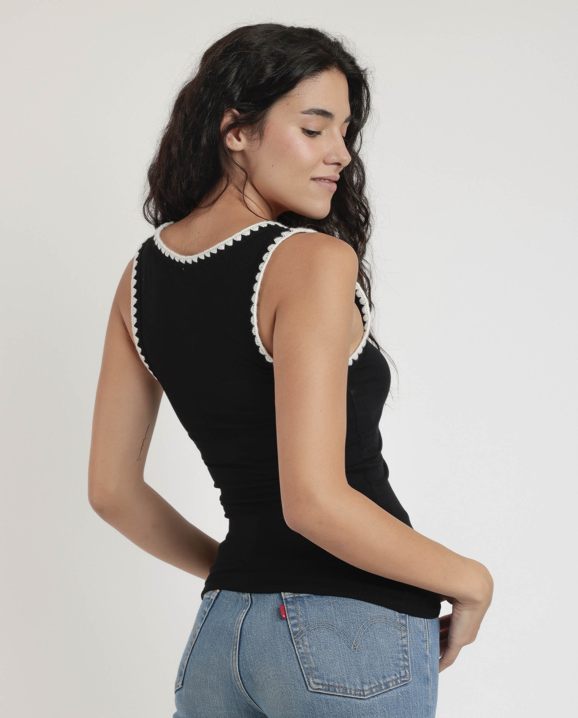 Imagen 3 de Camiseta interior de mujer sin mangas de punto de viscosa - Admas - Negro Negro
