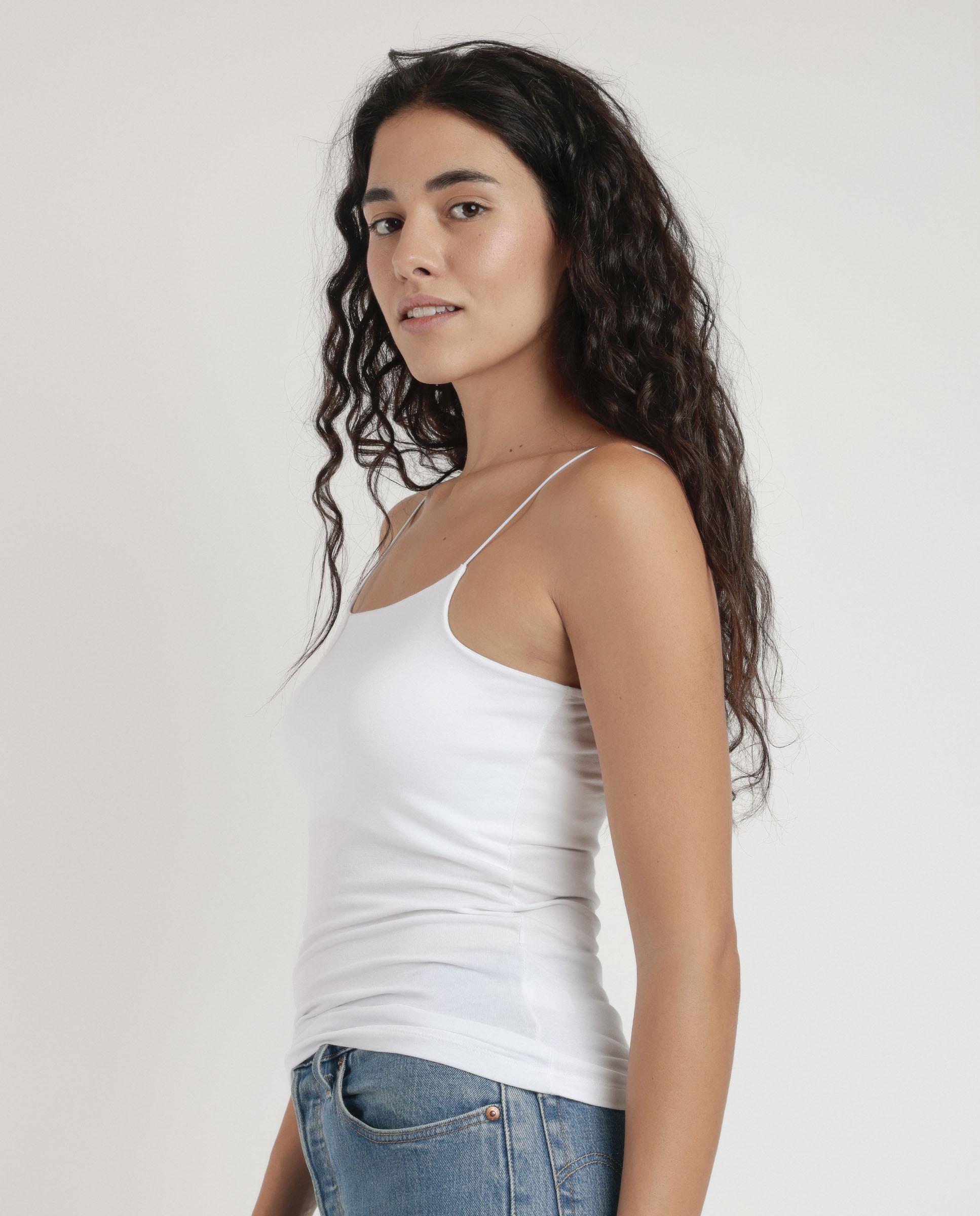 Camiseta interior de mujer de tirantes de punto de algodón - Admas - Blanco Blanco-2