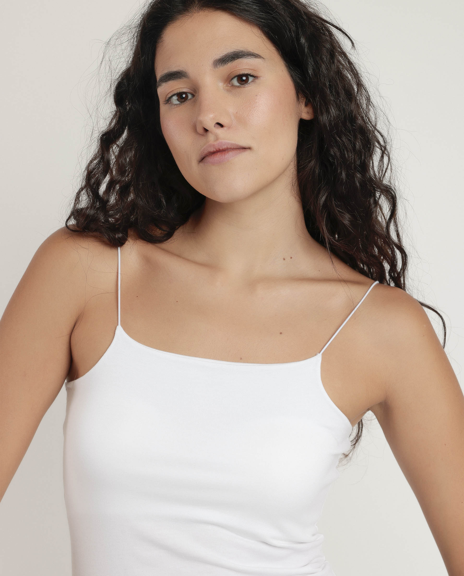 Camiseta interior de mujer de tirantes de punto de algodón - Admas - Blanco Blanco-4