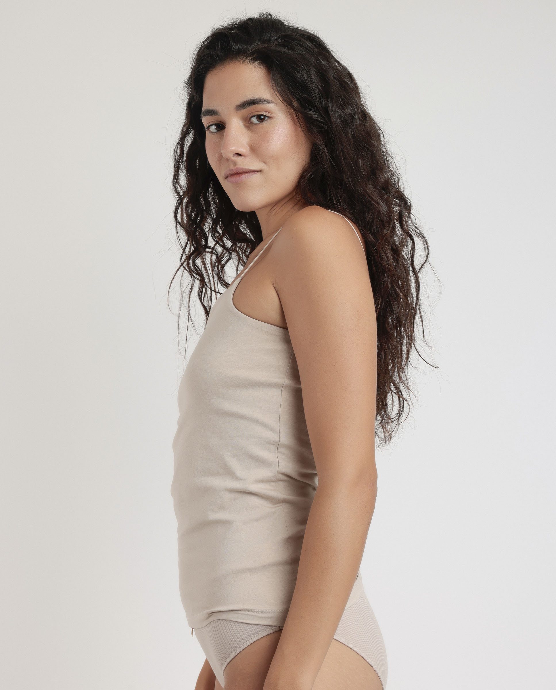 Camiseta interior de mujer de tirantes de punto de algodón - Admas - Nude Nude-2
