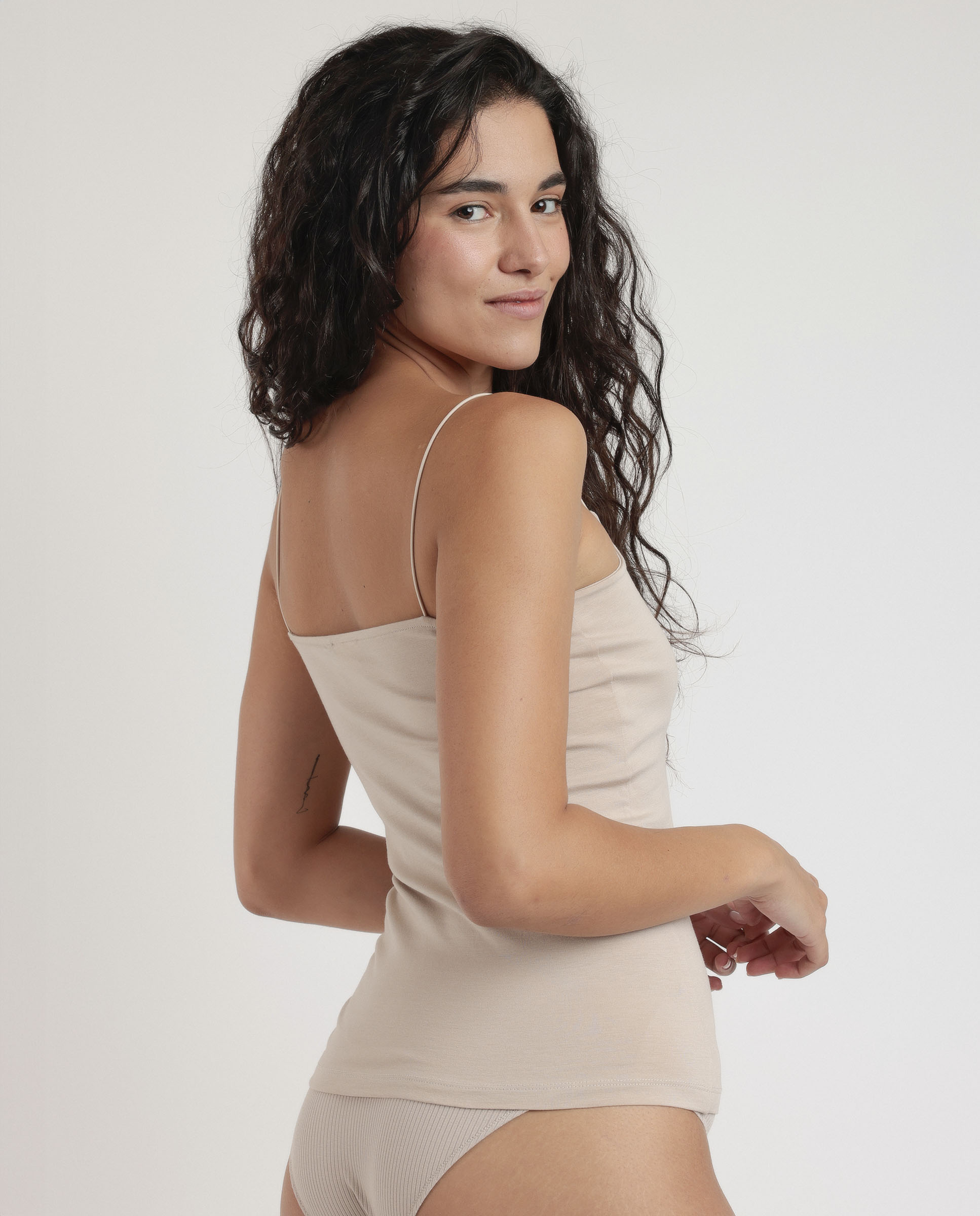 Camiseta interior de mujer de tirantes de punto de algodón - Admas - Nude Nude-3