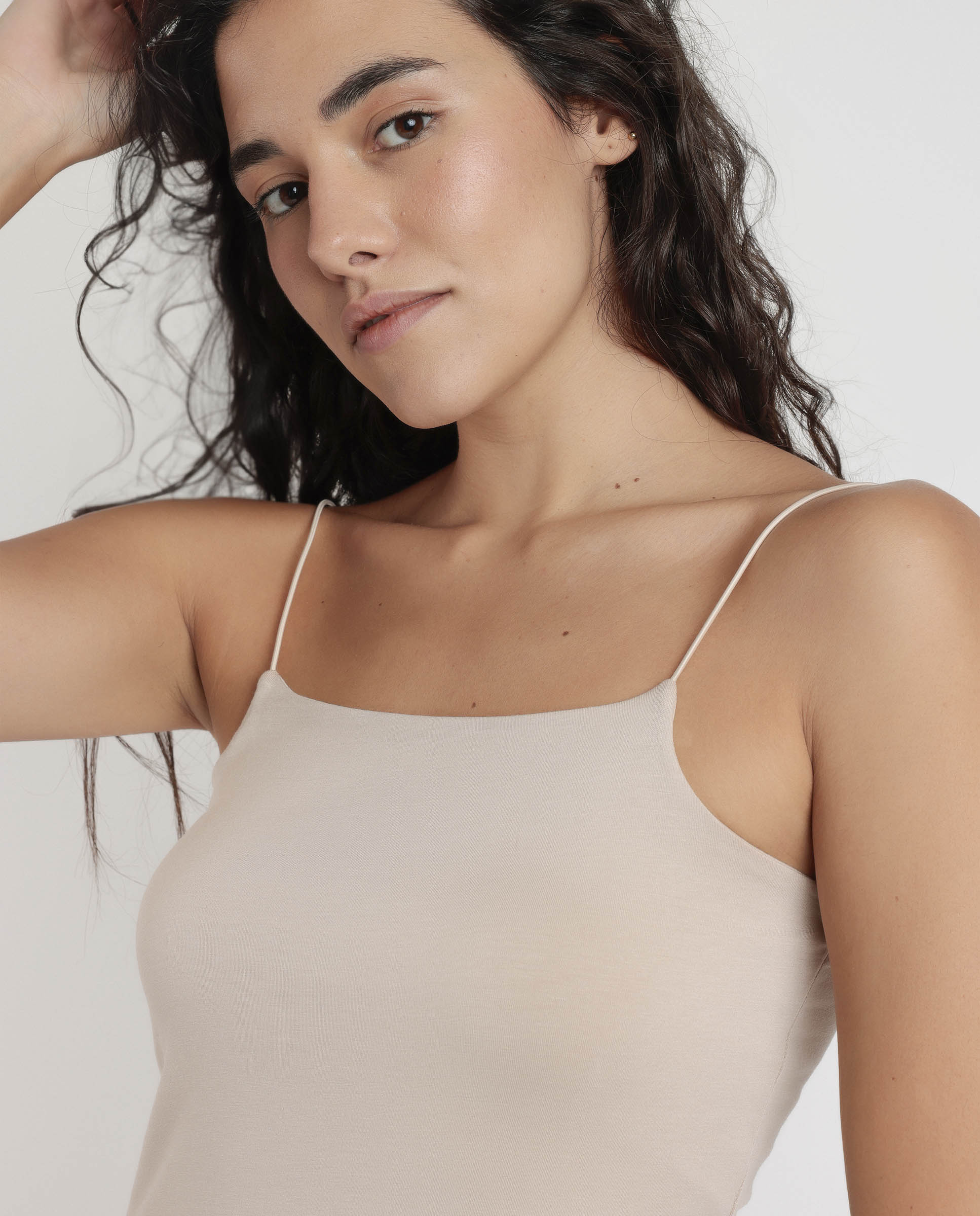 Camiseta interior de mujer de tirantes de punto de algodón - Admas - Nude Nude-4