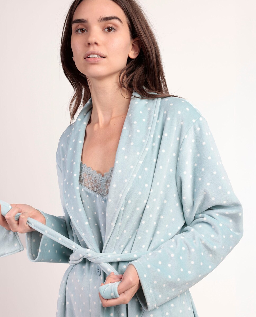 Bata de manga larga de mujer de tejido suave de terciopelo · Admas - Main Image