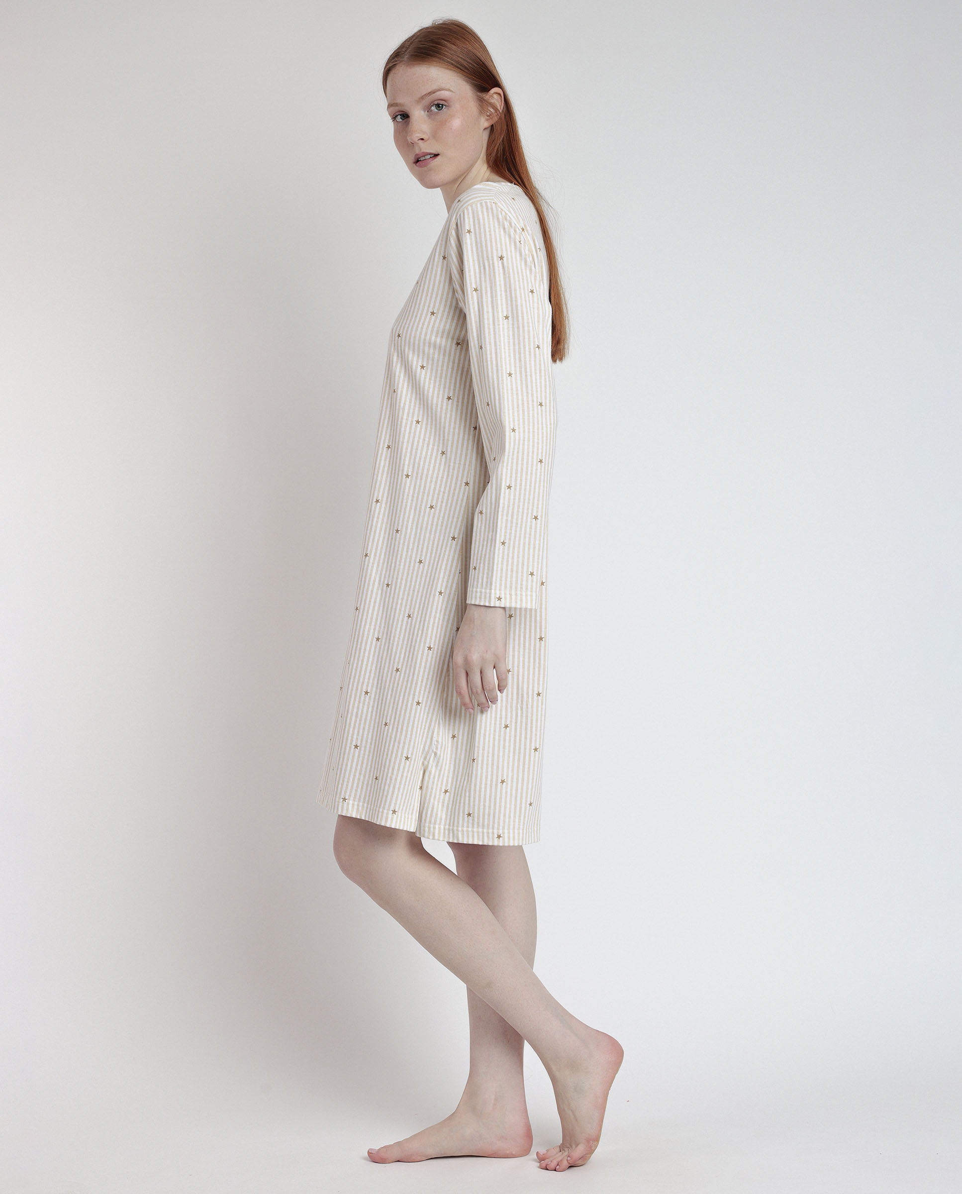 Camisón largo de mujer de punto viscosa - Admas - Beige Beige-3