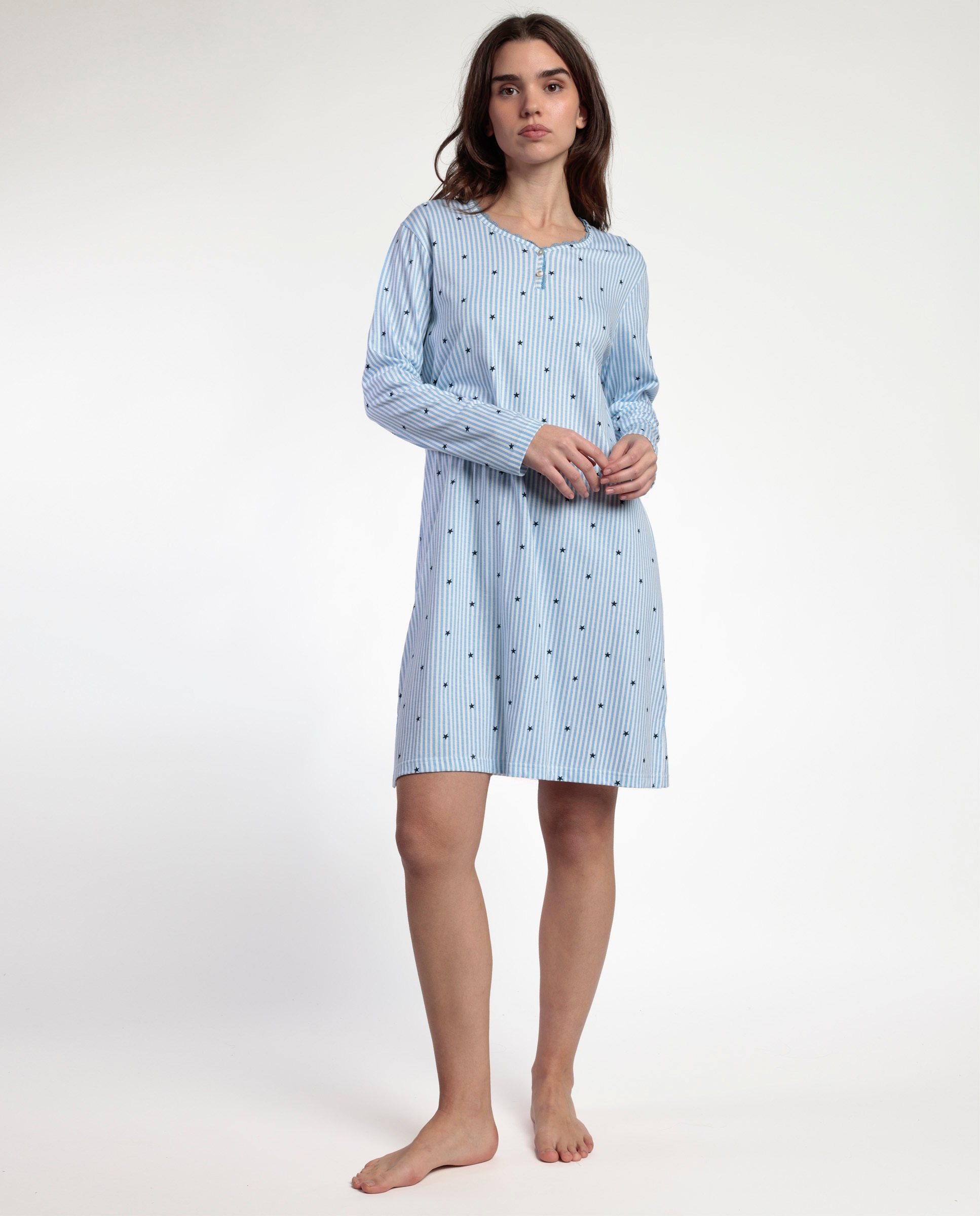 Camisón largo de mujer de punto viscosa - Admas - Azul Azul-1