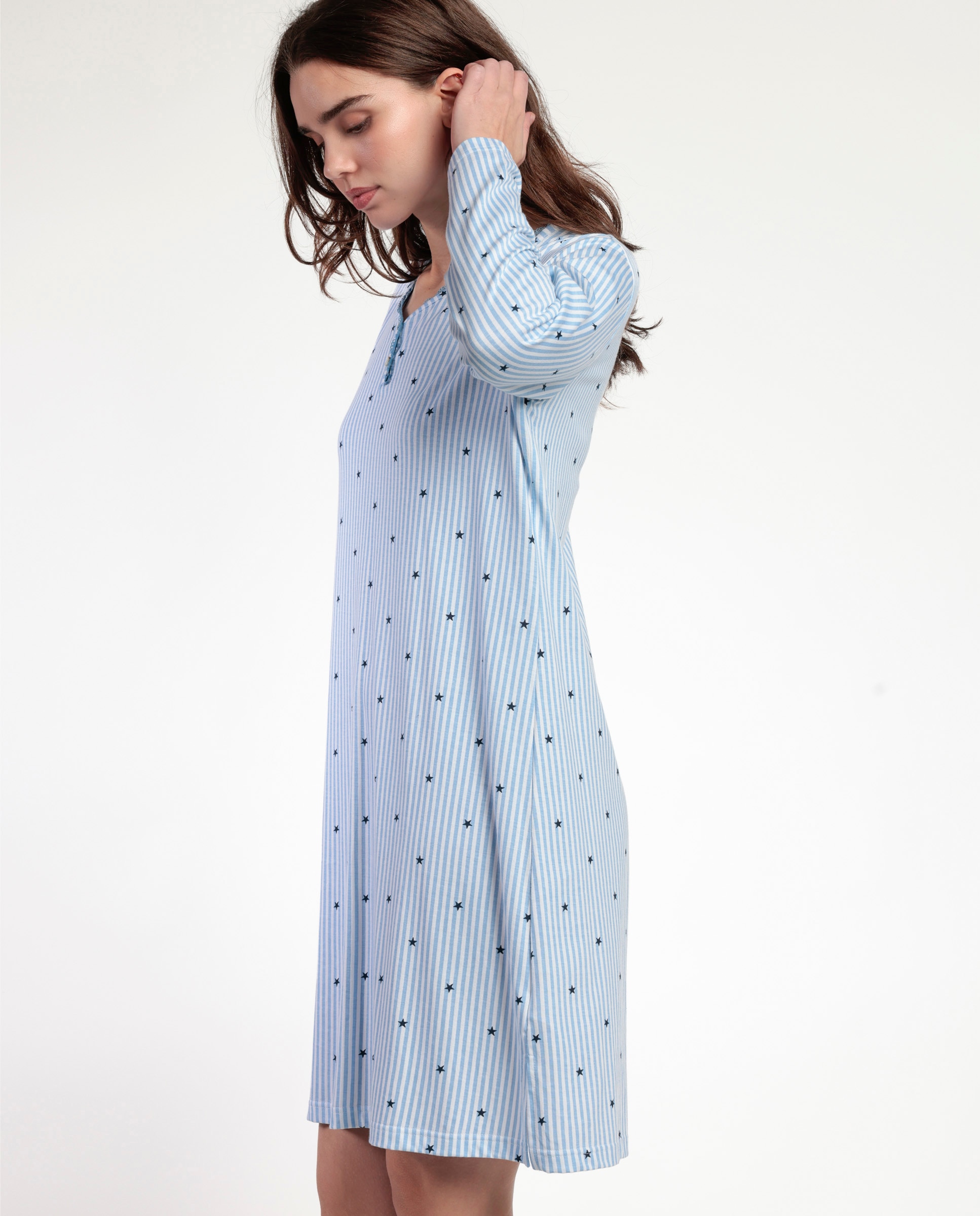 Camisón largo de mujer de punto viscosa - Admas - Azul Azul-2