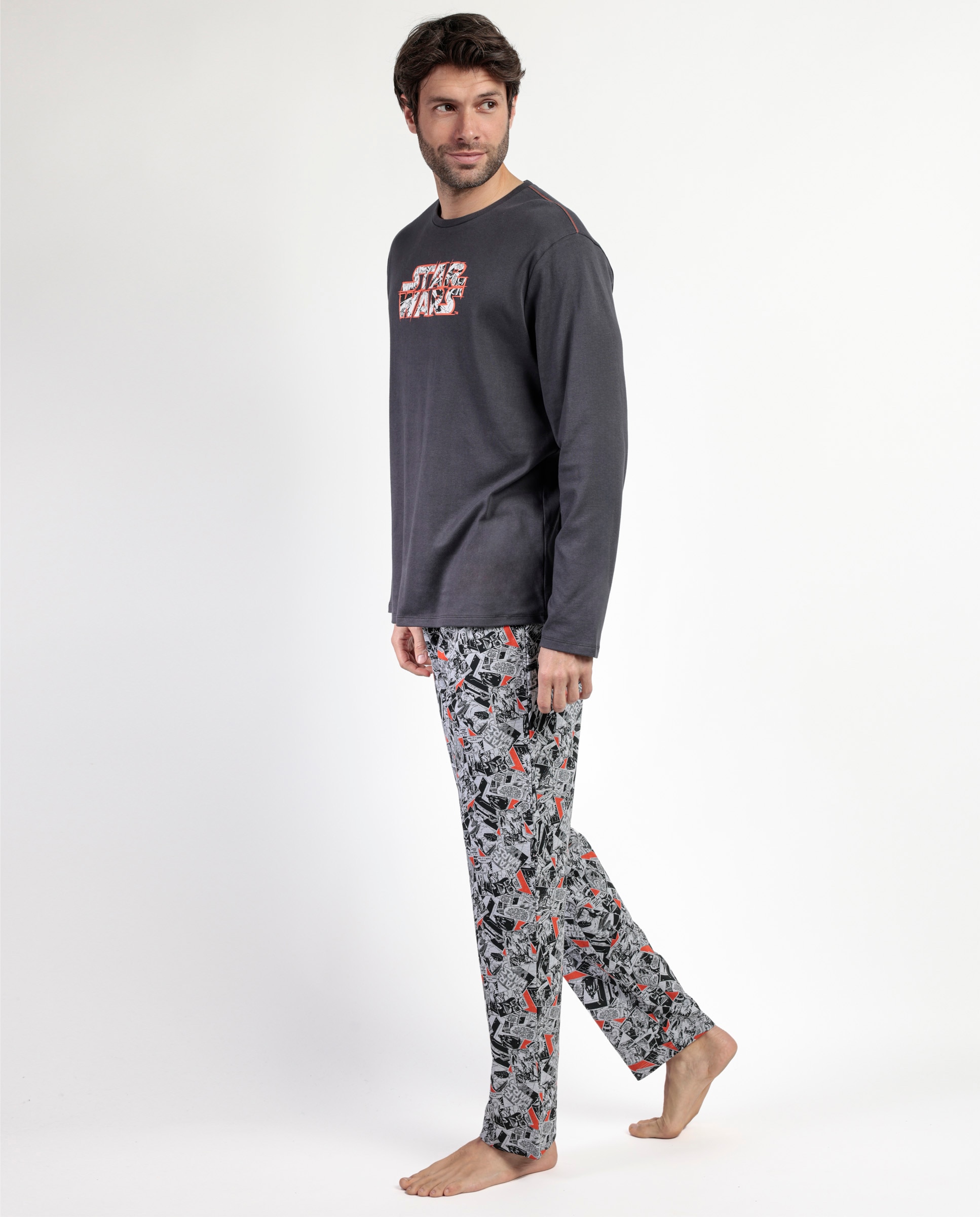 Pijama completo largo de hombre de punto de algodón - Disney - Gris oscuro Gris oscuro-3