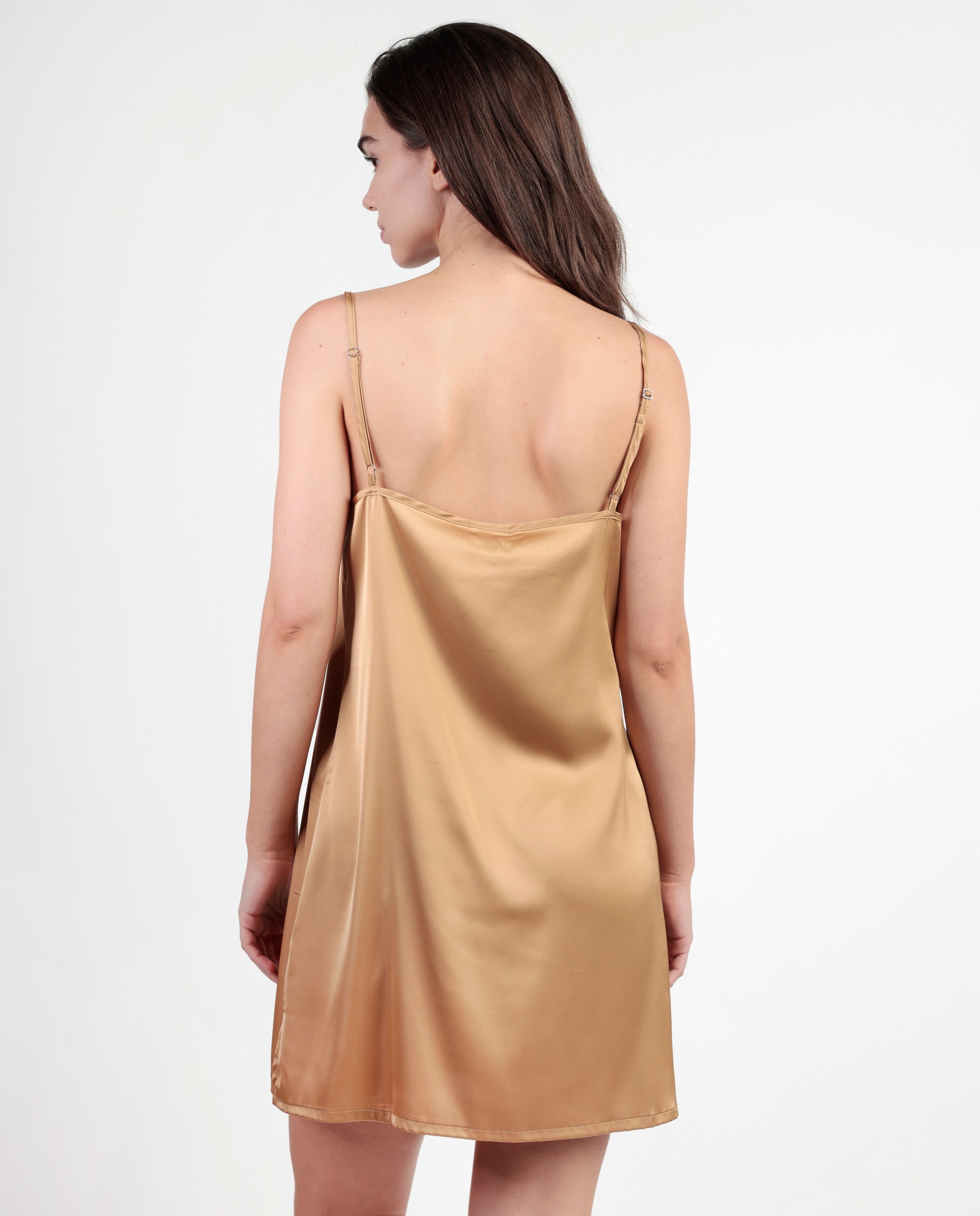 Camisón corto de mujer de tela satén - Admas - Oro Oro-3