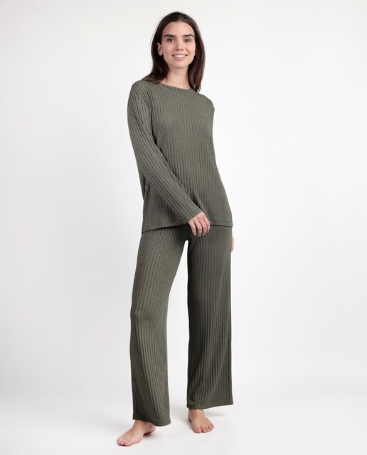 Imagen 0 de Pijama largo de mujer de punto canalé