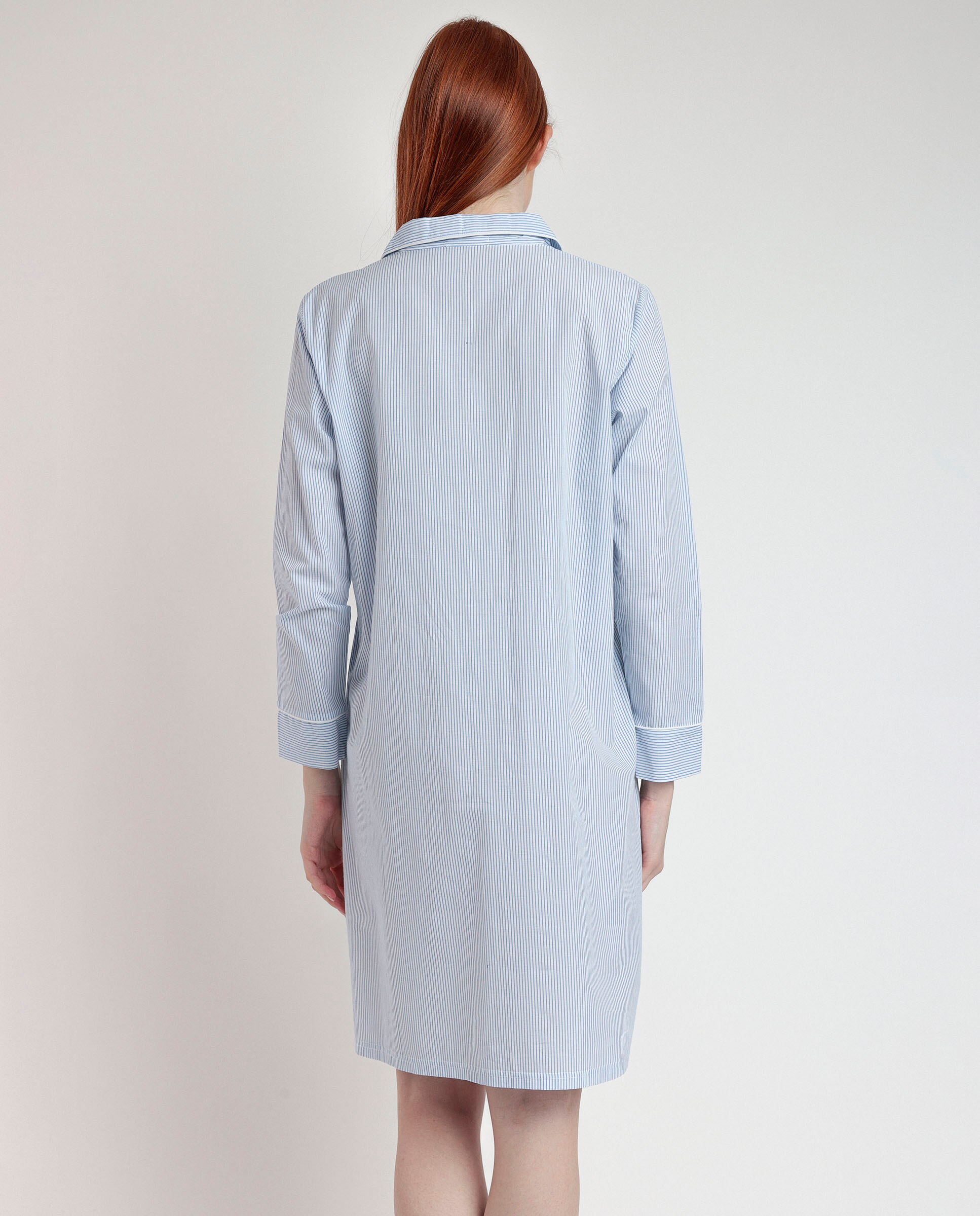 Camisón largo de mujer de tela popelín - Admas - Azul Azul-3