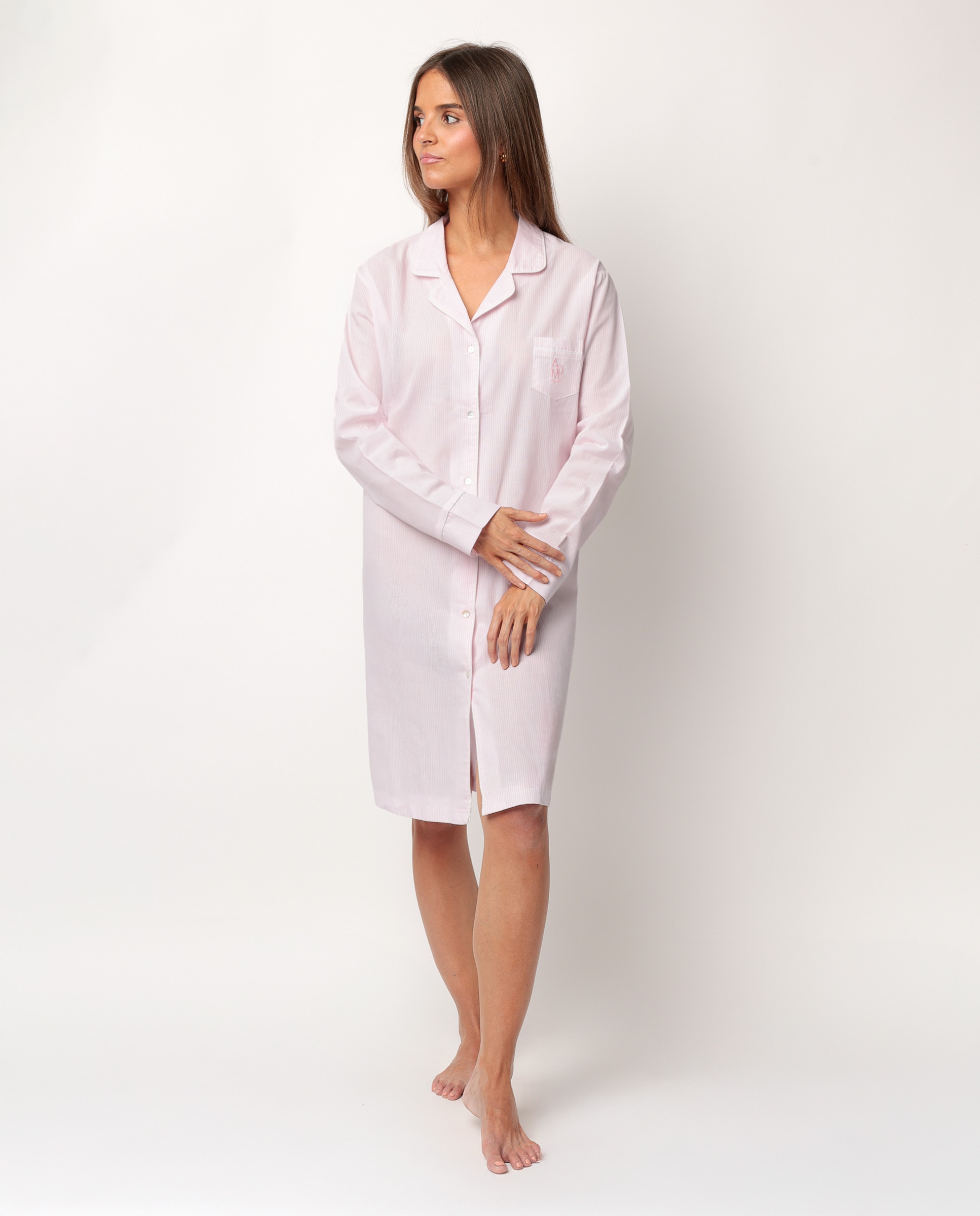 Imagen 0 de Camisón largo de mujer de tela popelín Rosa