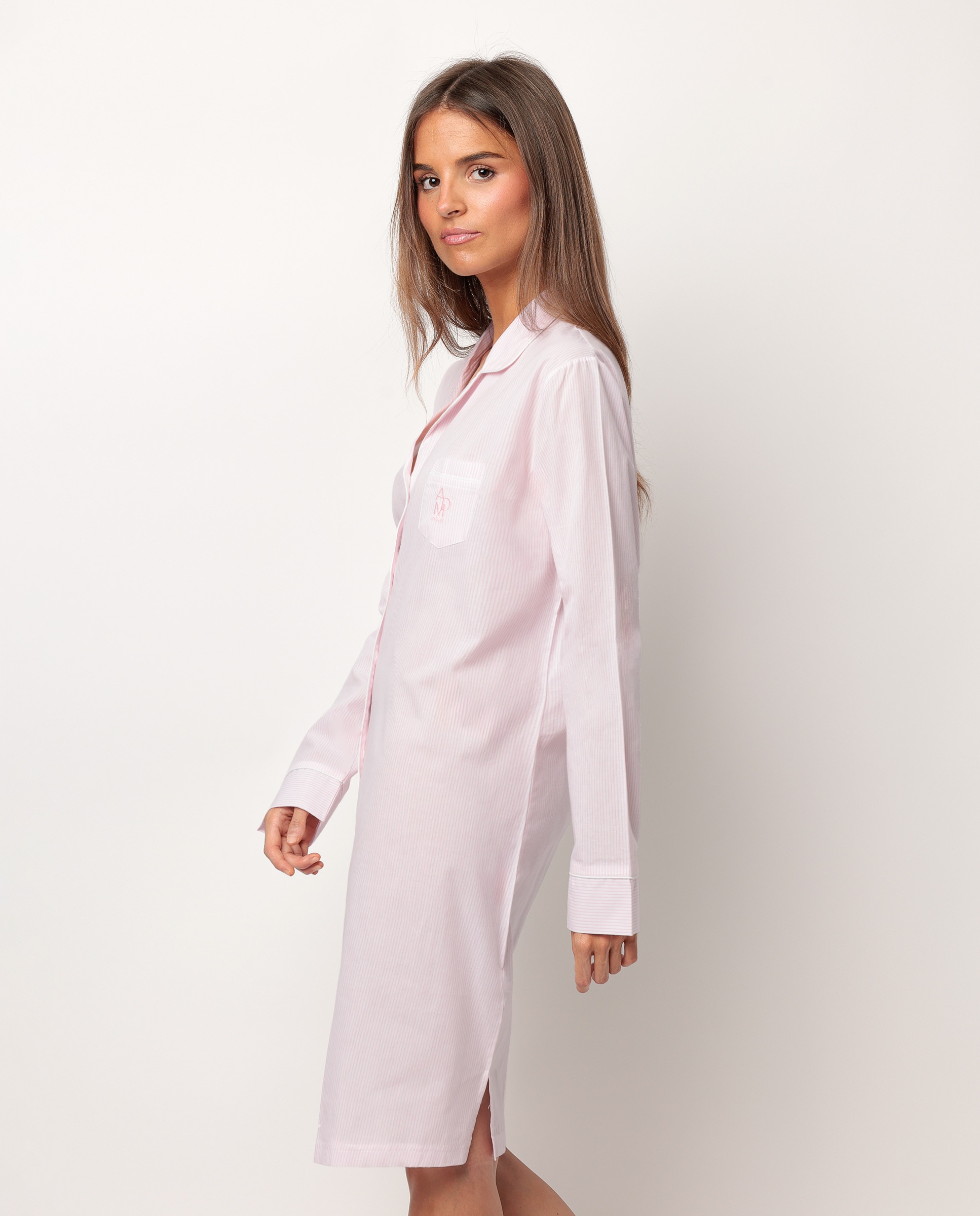 Camisón largo de mujer de tela popelín - Admas - Rosa Rosa-2