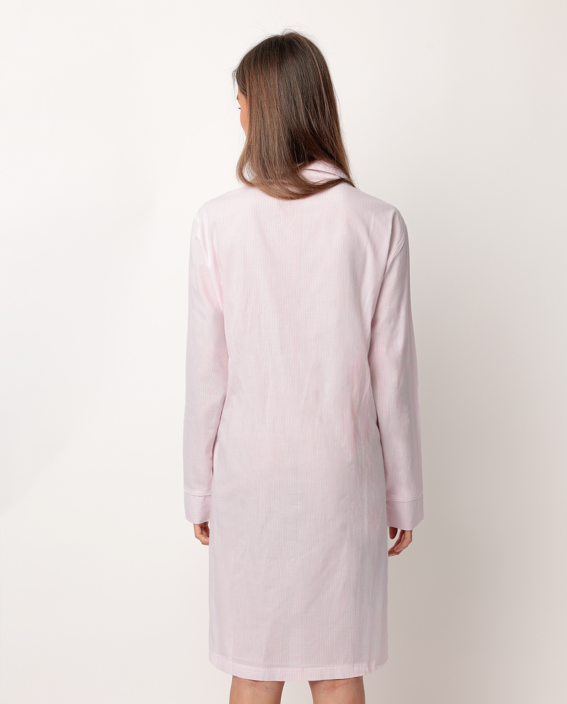 Camisón largo de mujer de tela popelín - Admas - Rosa Rosa-3