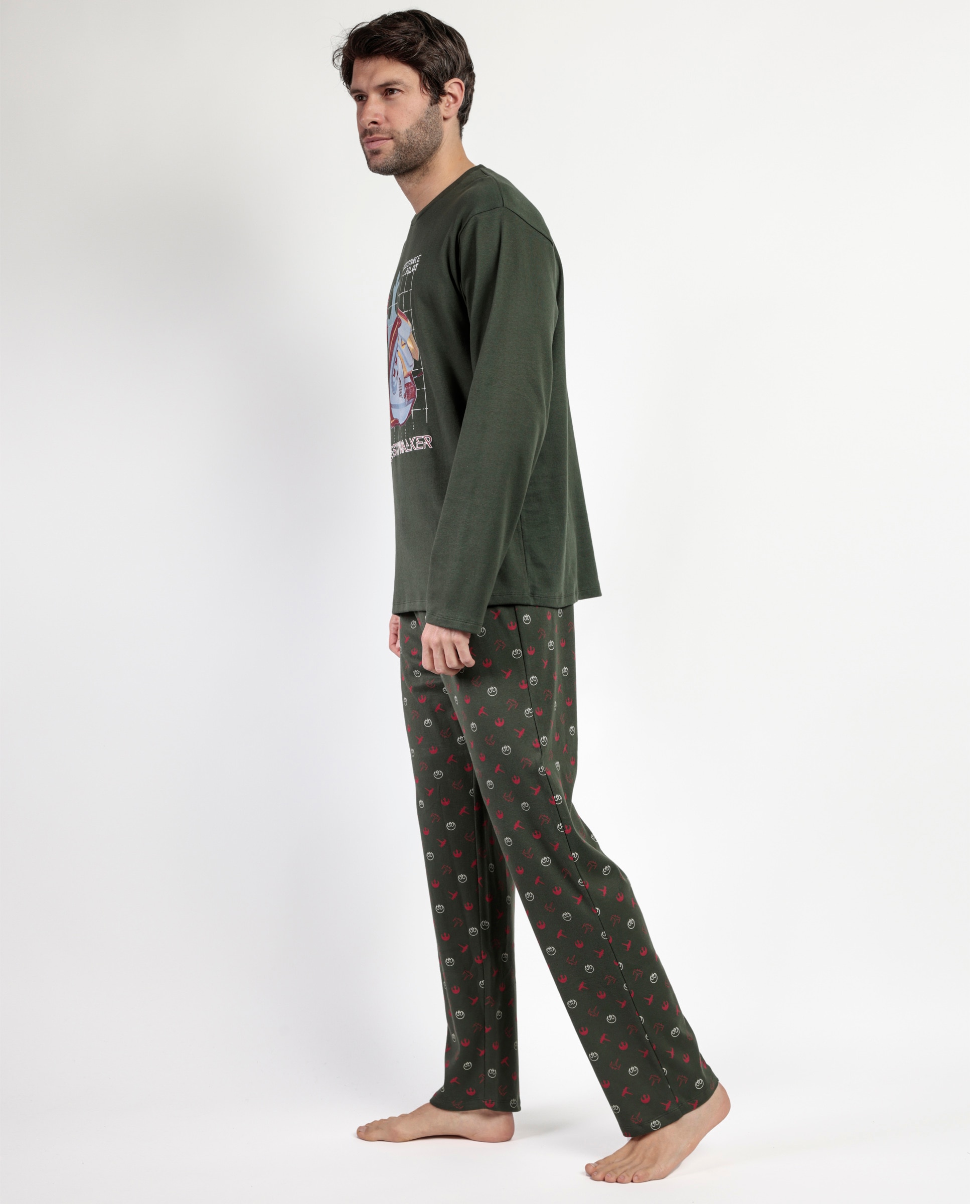 Pijama completo largo de hombre de punto de algodón - Disney - Verde Verde-3