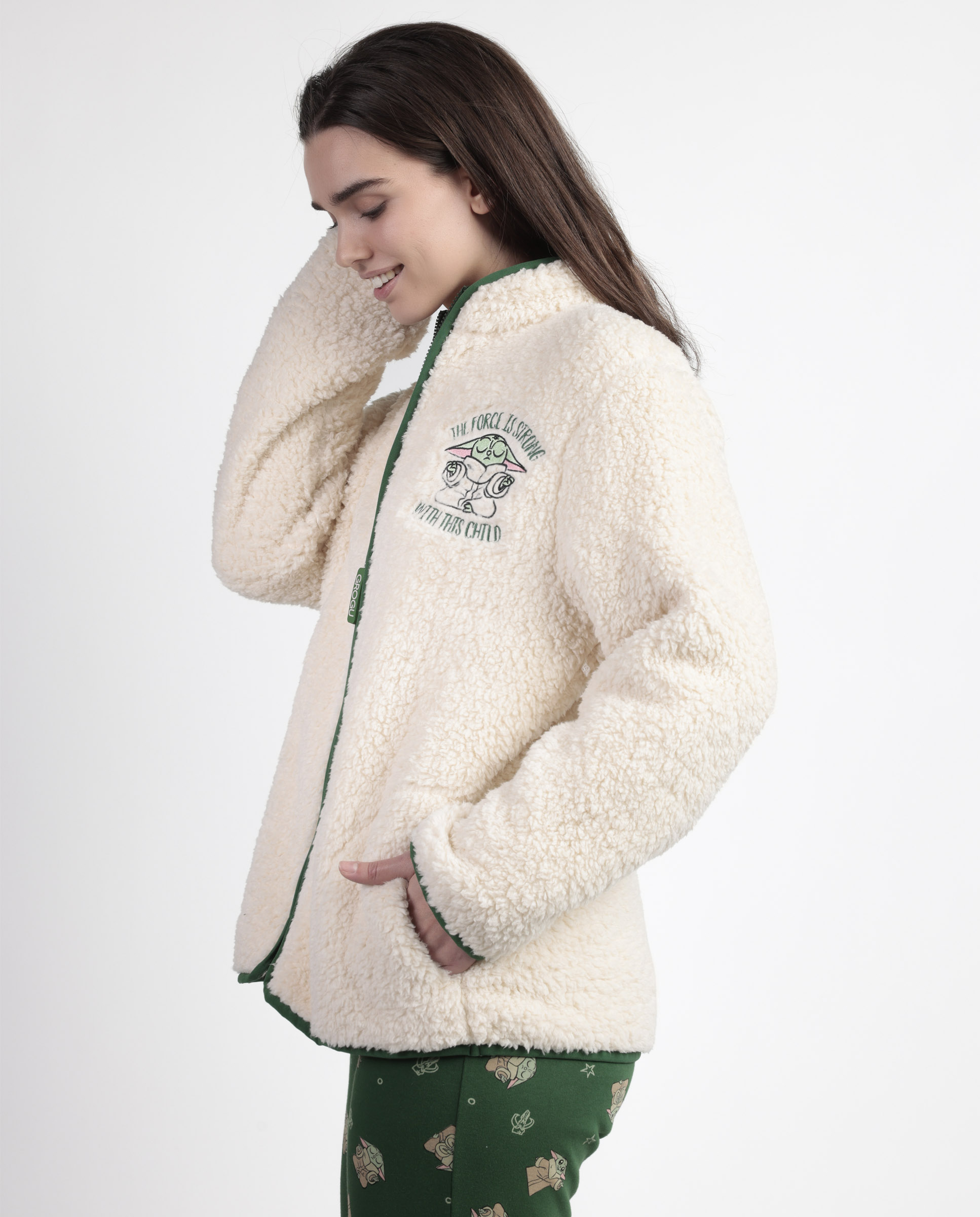Bata de manga larga de mujer de tejido polar con cremallera - Disney - Crudo Crudo-2