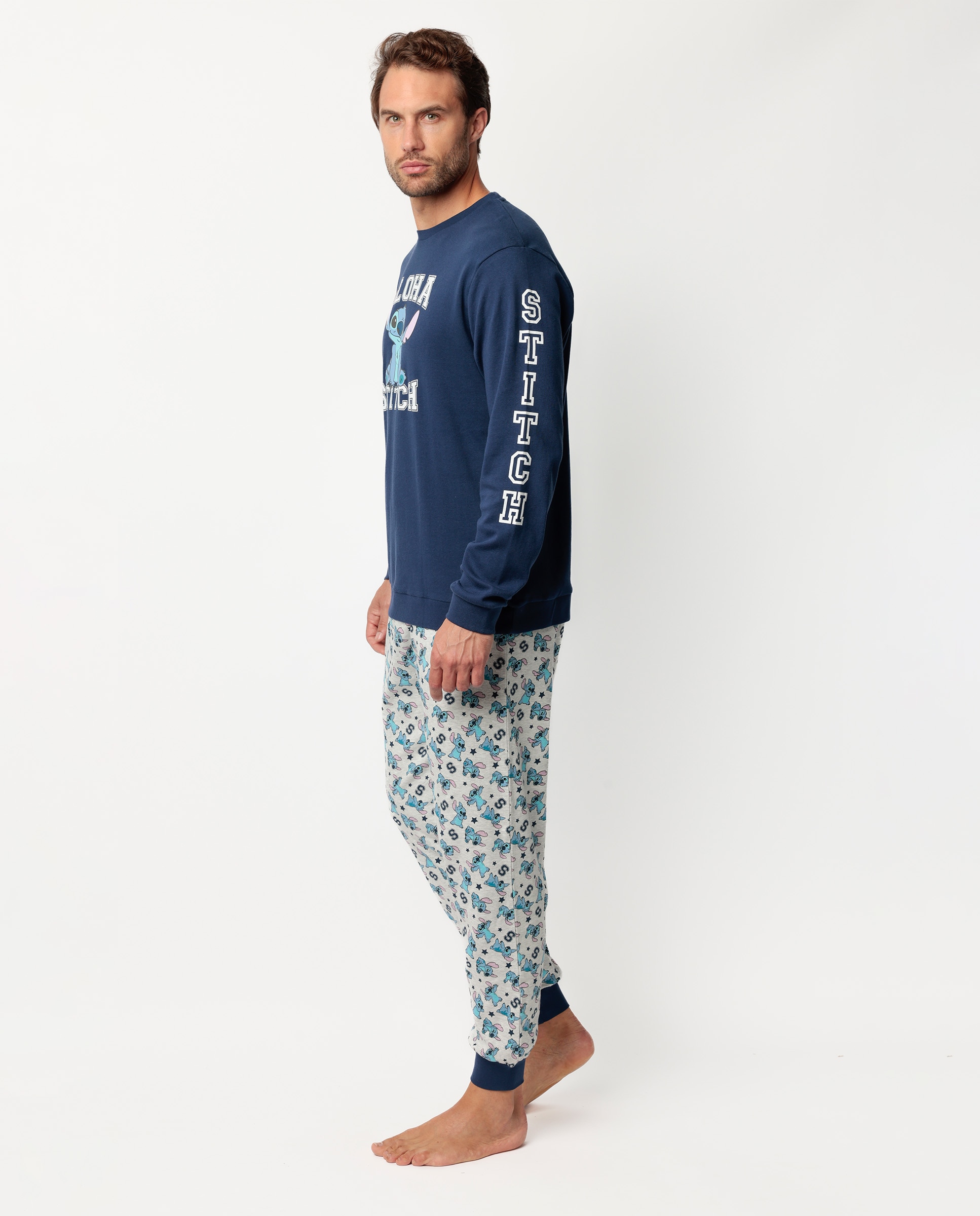 Pijama completo largo de hombre de punto de algodón - Disney - Azul marino Azul marino-3