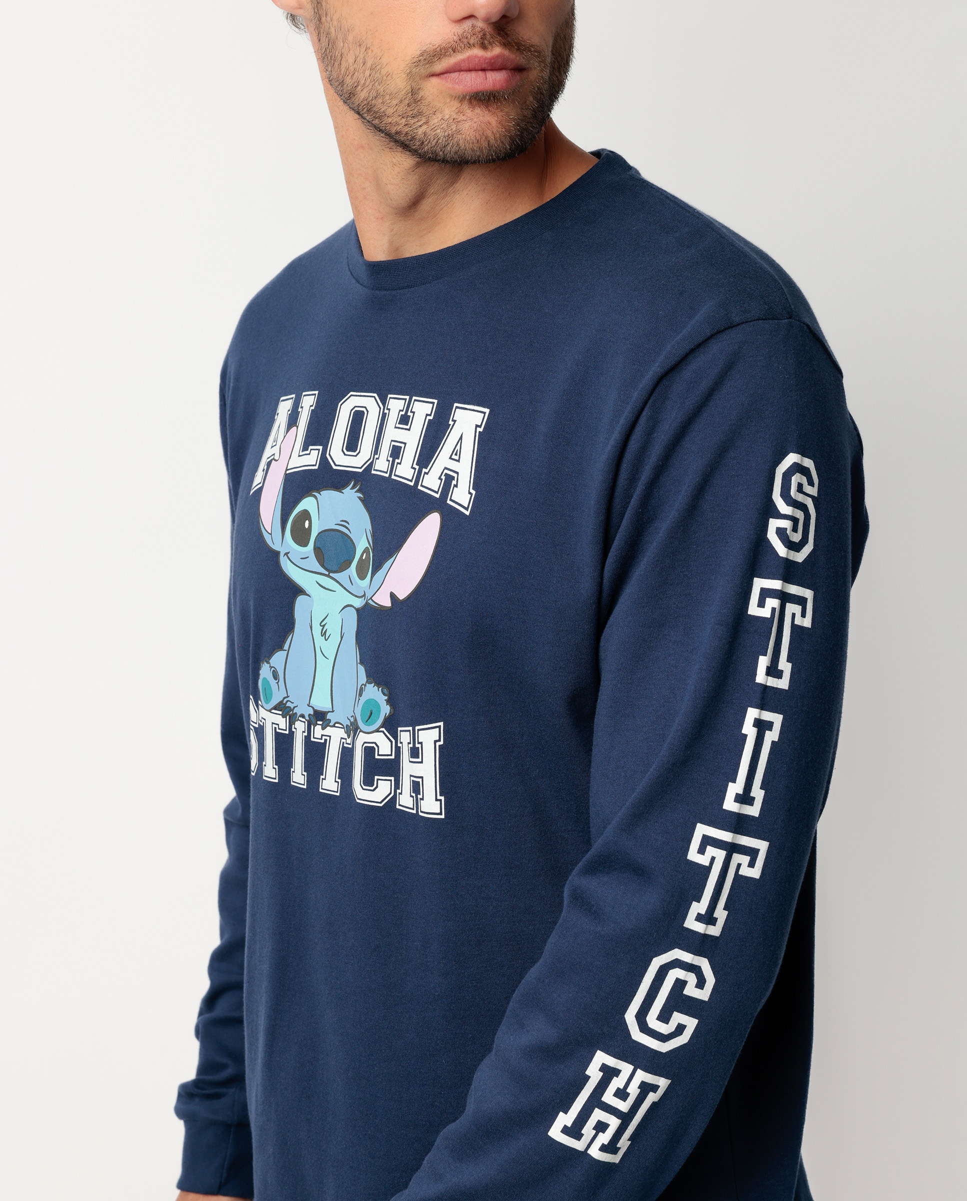 Pijama completo largo de hombre de punto de algodón - Disney - Azul marino Azul marino-4