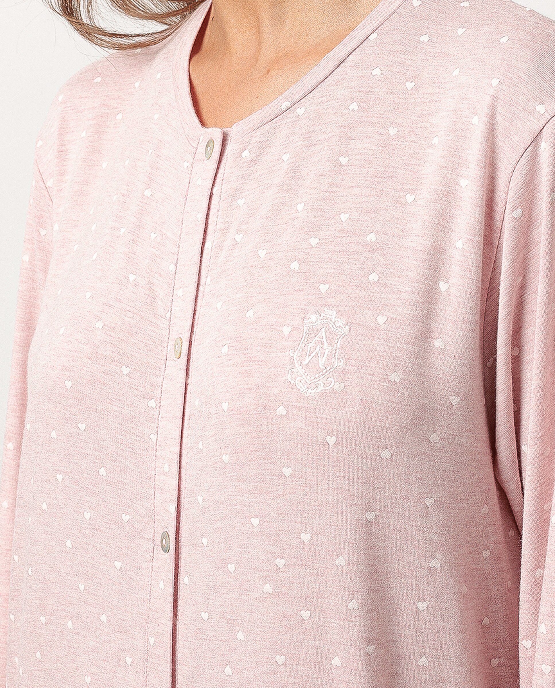 Camisón largo de mujer de punto viscosa - Admas - Rosa Rosa-4