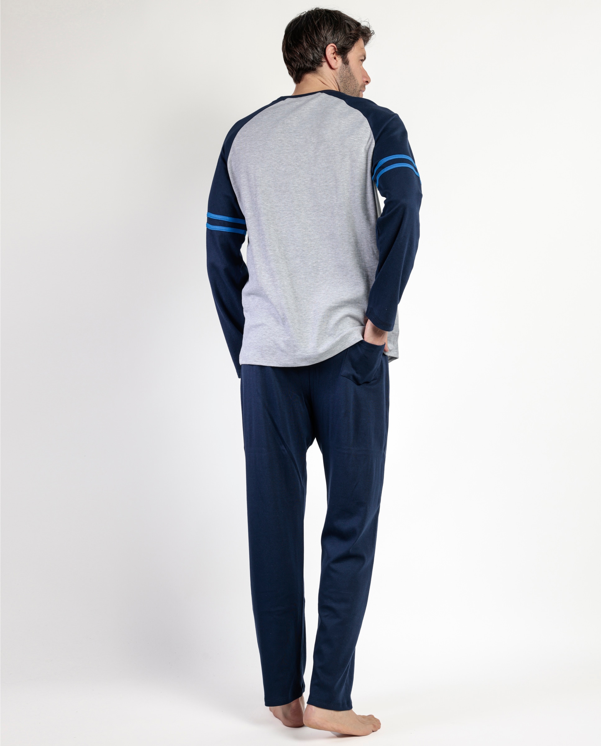 Pijama completo largo de hombre de punto de algodón - Disney - Azul marino Azul marino-2