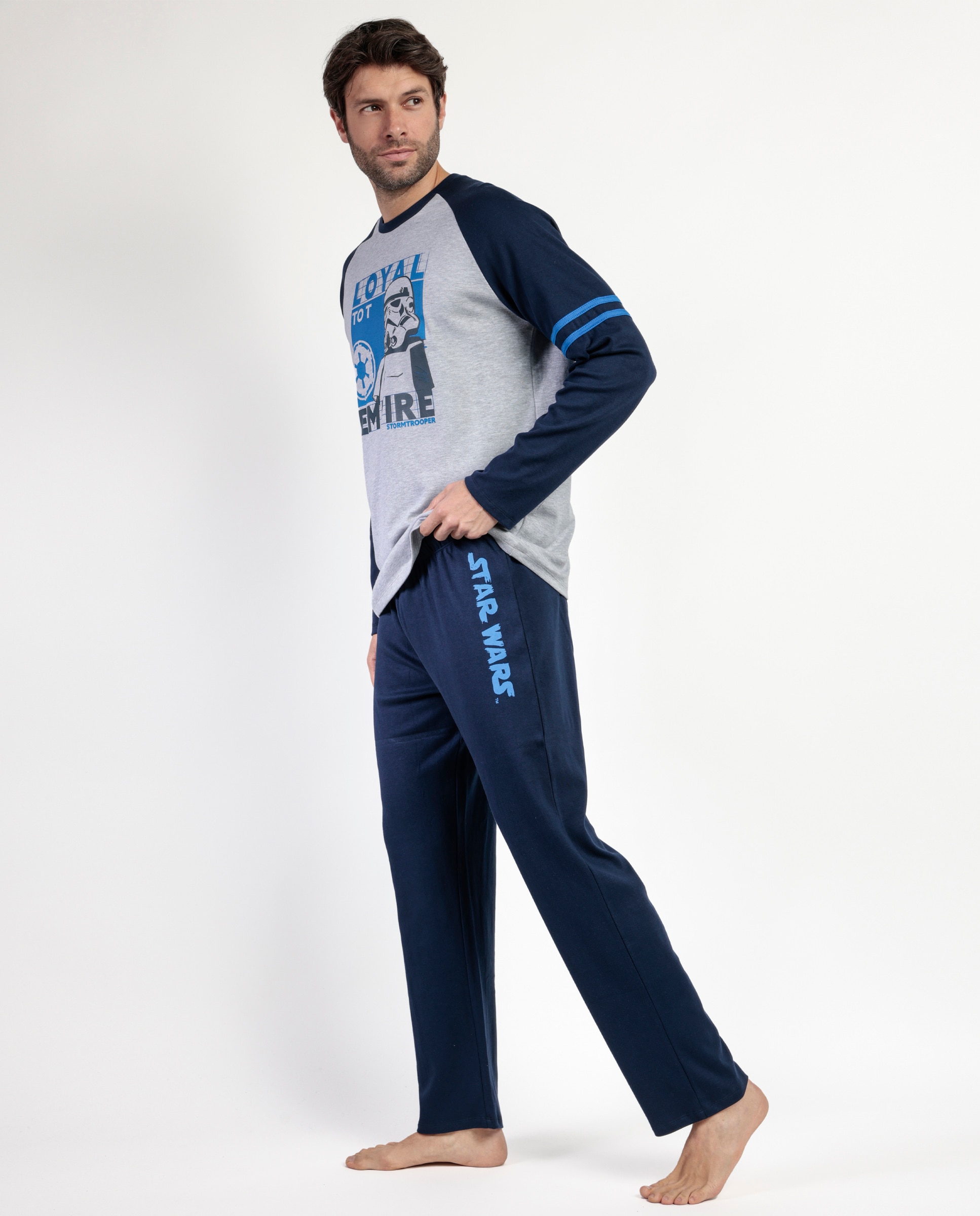 Pijama completo largo de hombre de punto de algodón - Disney - Azul marino Azul marino-3