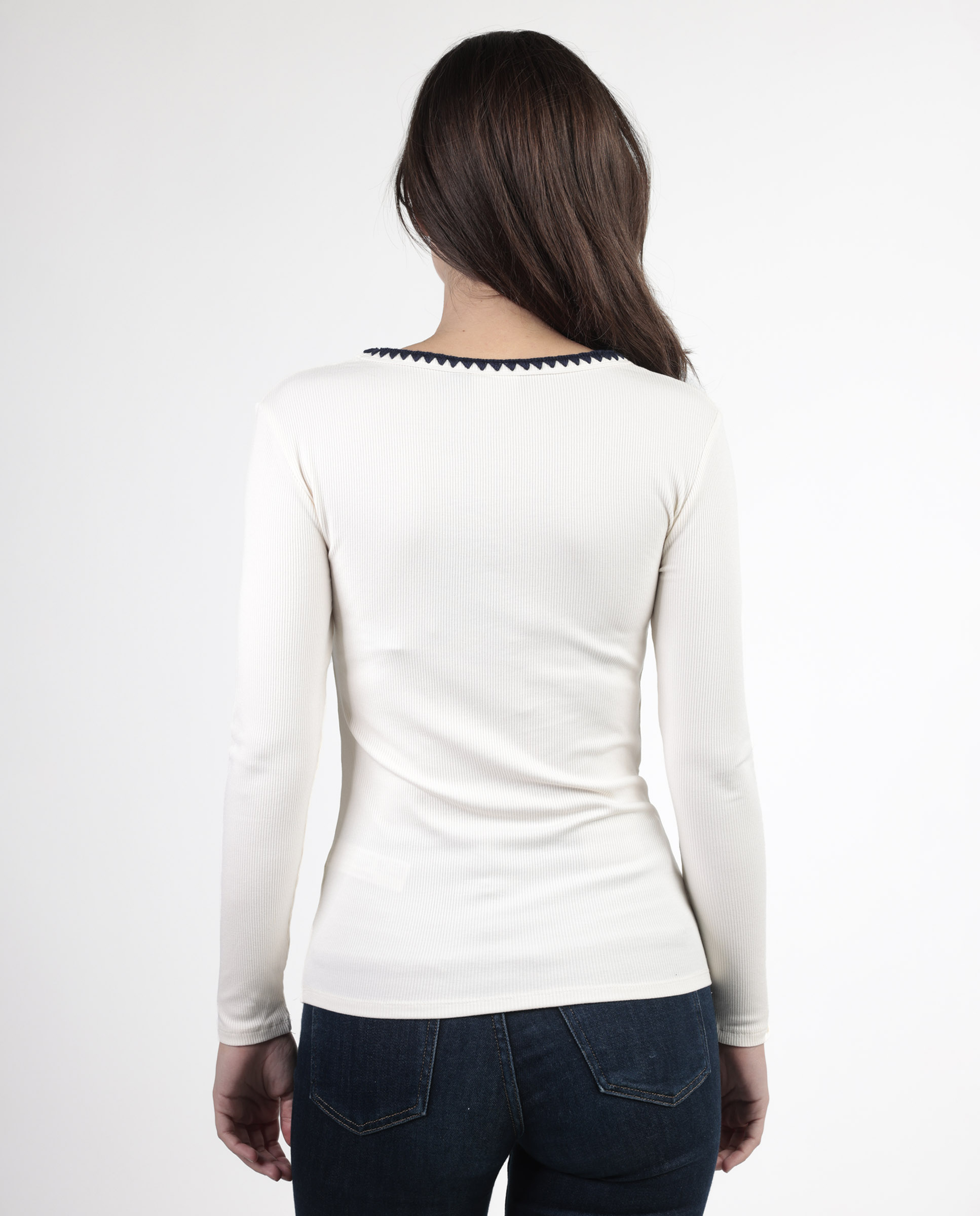 Camiseta interior de mujer de manga larga de punto de viscosa - Admas - Crema Crema-3