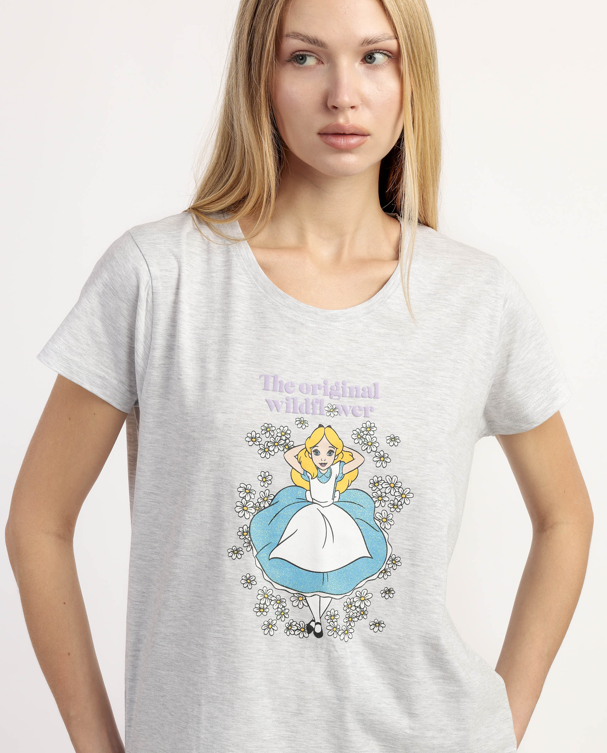 Pijama corto de mujer de punto de algodón con detalles en brillo - Disney - Gris Gris-3