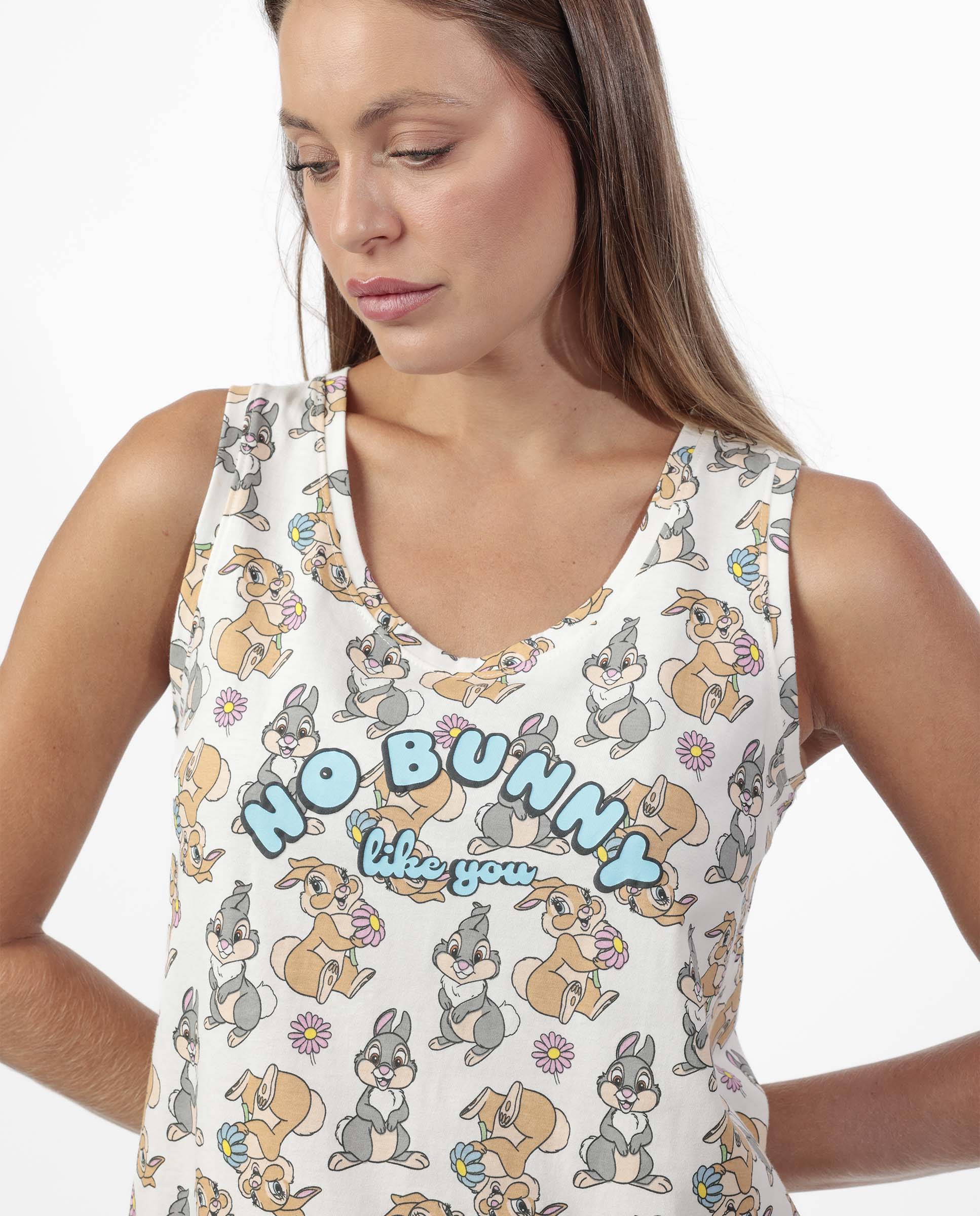Pijama corto de mujer de punto de algodón detalles en relieve - Disney - Blanco Blanco-3