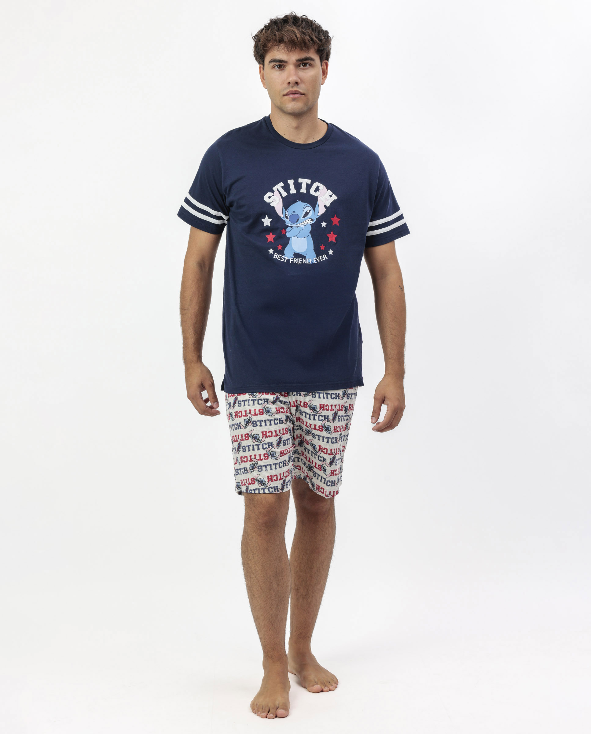 Imagen 0 de Pijama corto de hombre de punto de color azul marino Azul marino