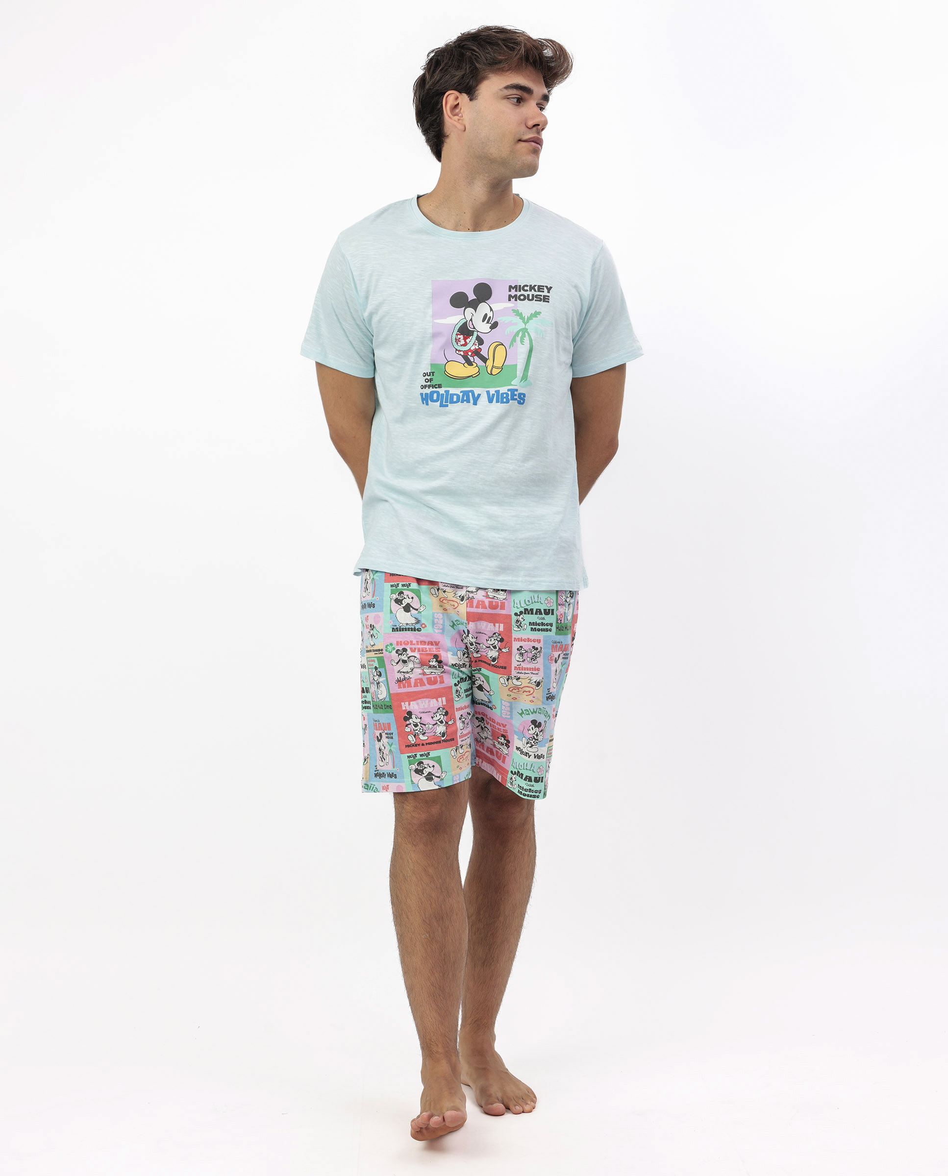 Imagen 0 de Pijama corto de hombre de punto de color azul Azul