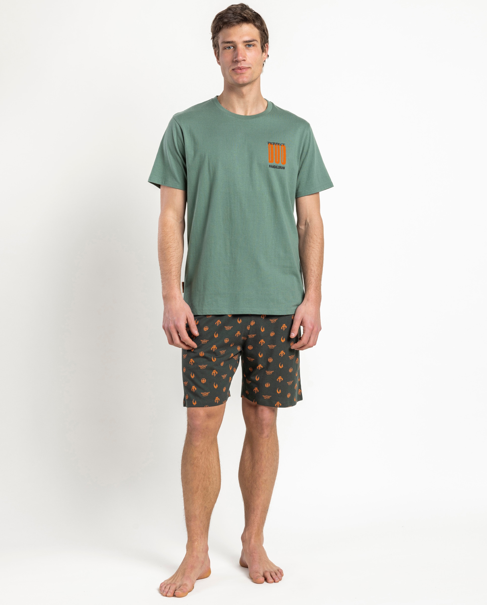 Imagen 0 de Pijama corto de hombre de punto de color verde Verde