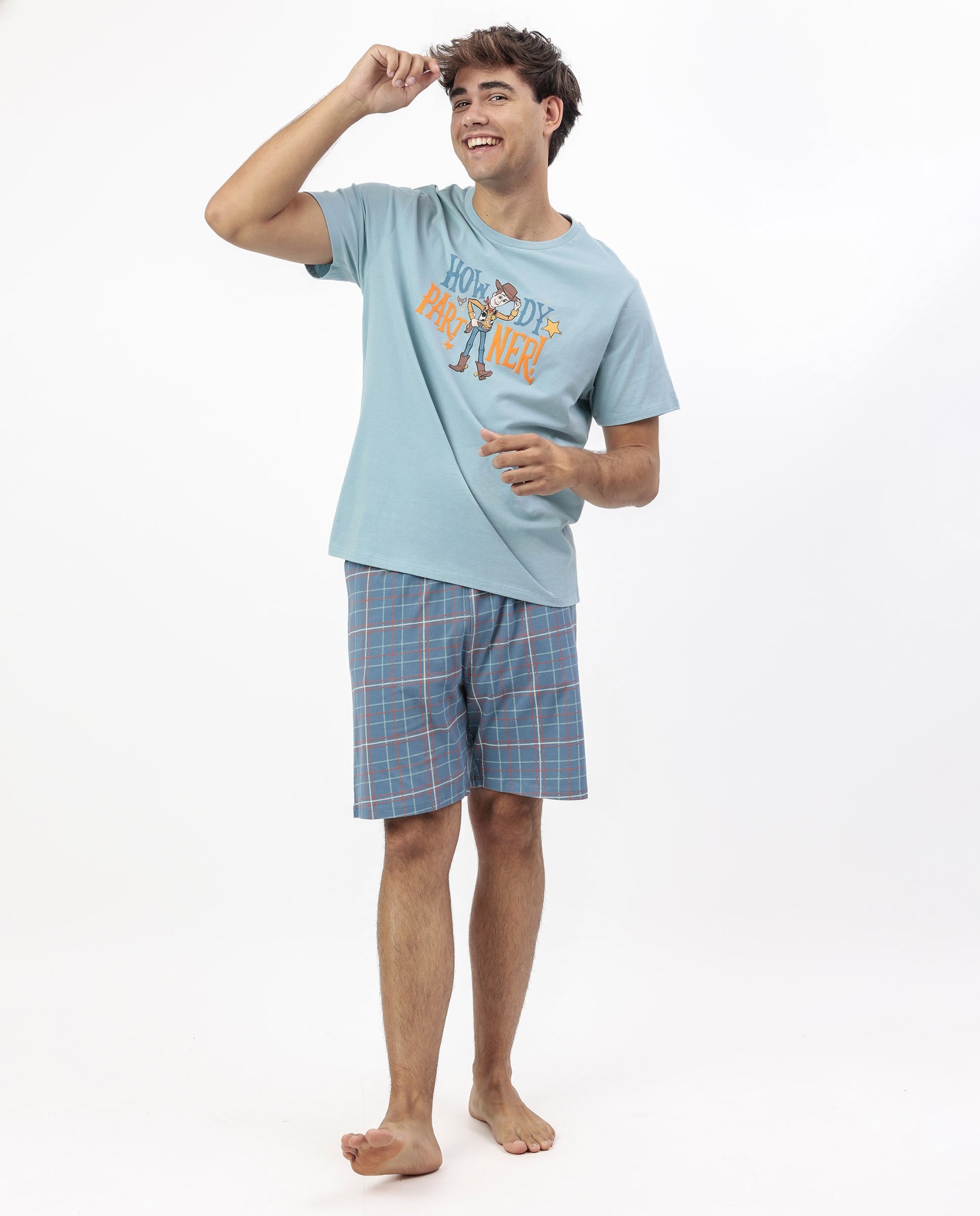 Imagen 0 de Pijama corto de hombre de punto de color azul Azul
