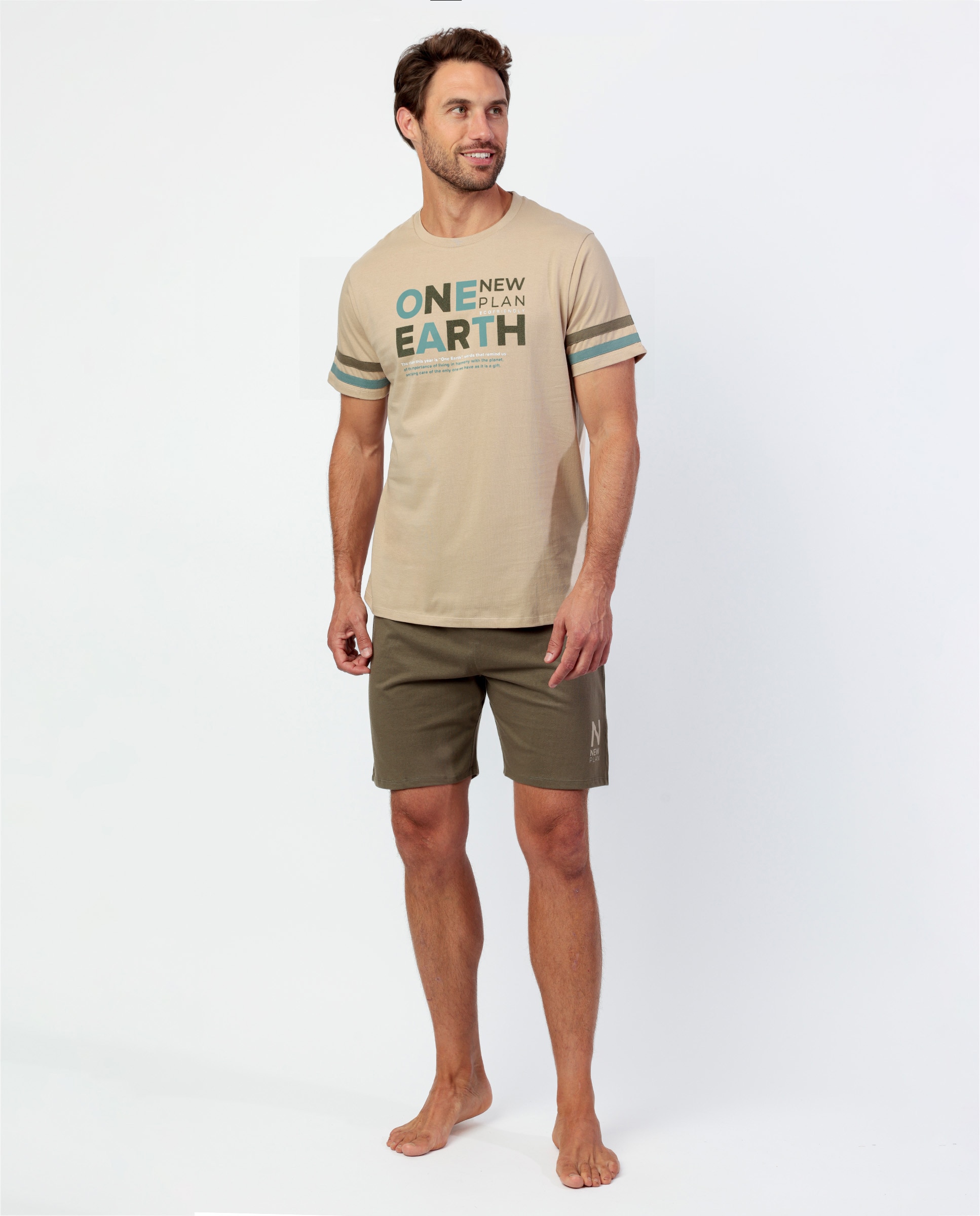 Imagen 0 de Pijama corto de hombre de punto de color camel Camel