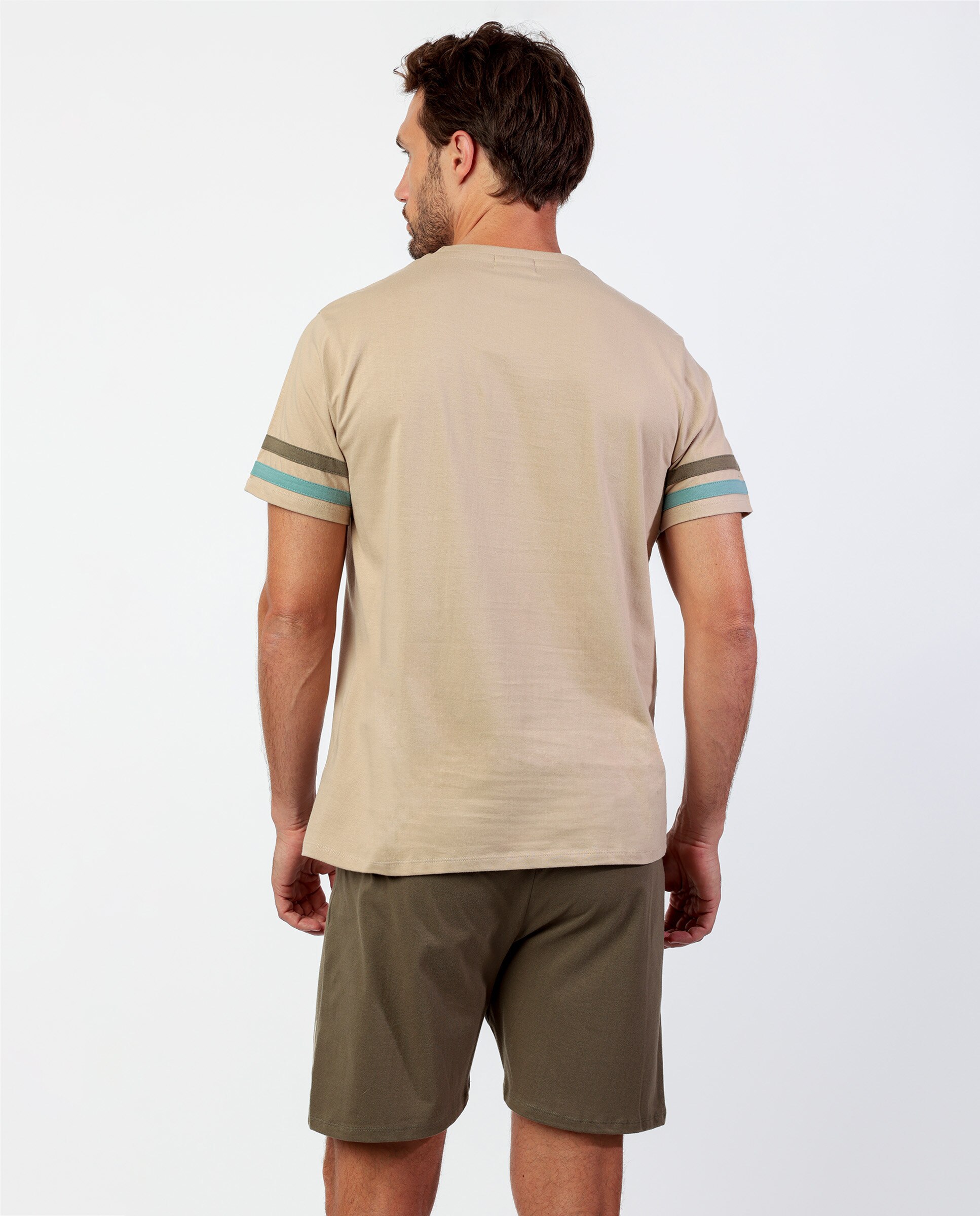 Pijama corto de hombre de punto de color - Admas - Camel Camel-2