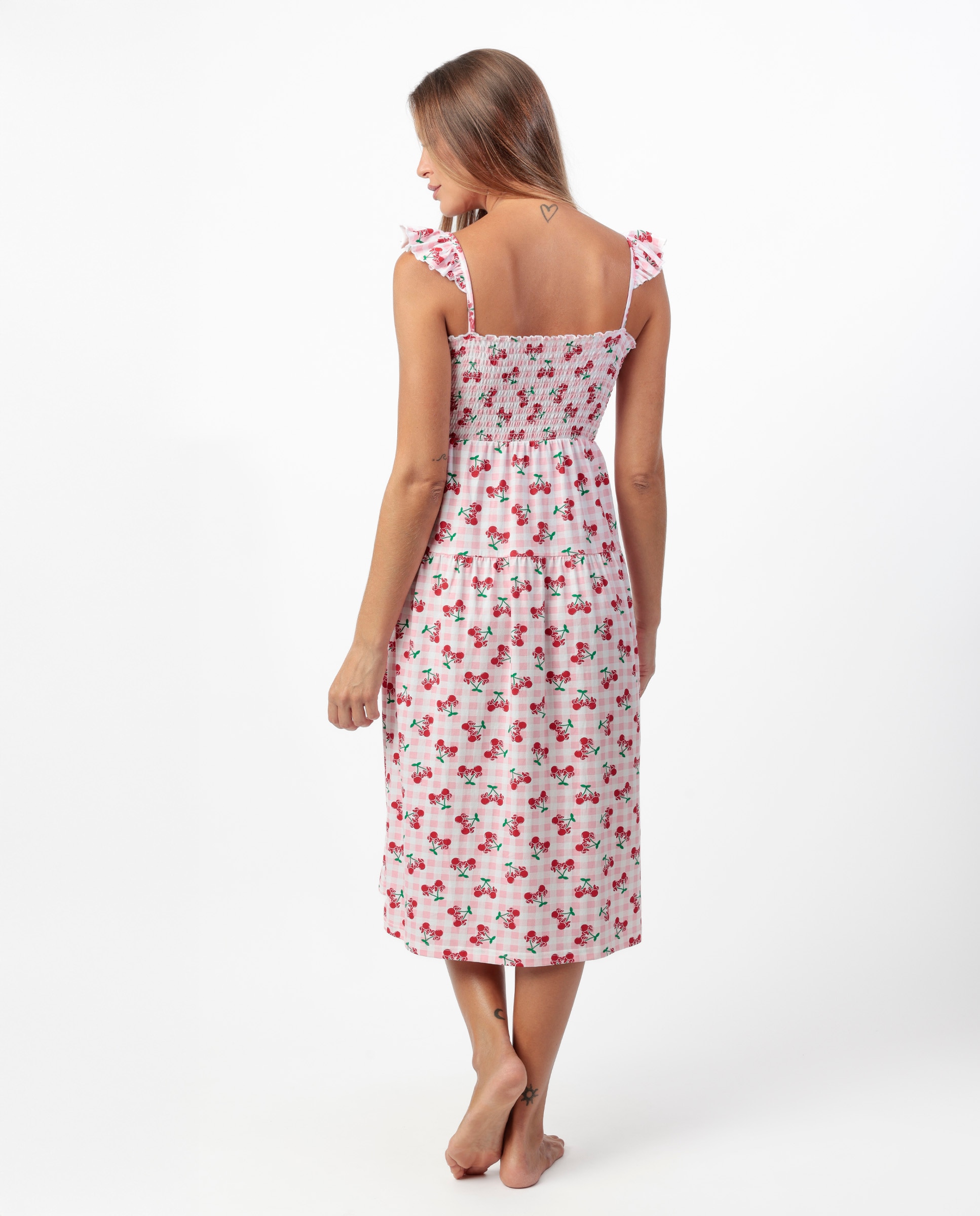 Camisón corto de mujer de punto de algodón con detalles bordados - Disney - Rosa Rosa-2