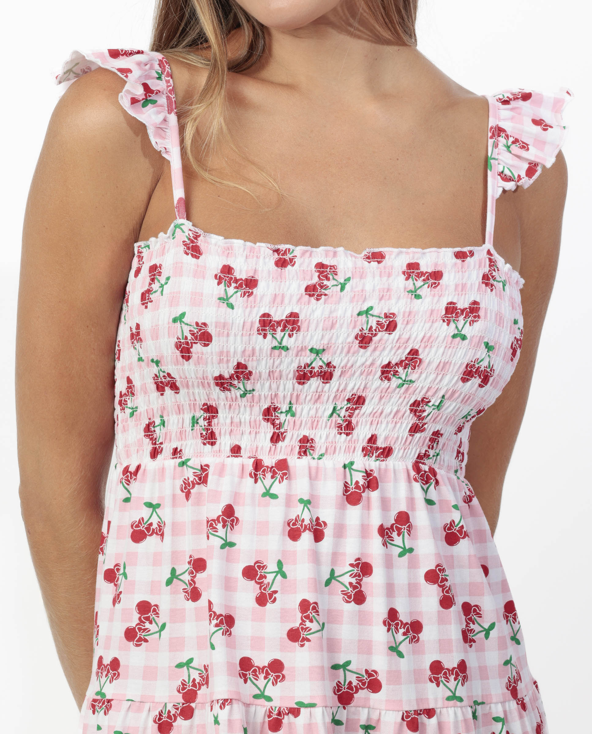 Camisón corto de mujer de punto de algodón con detalles bordados - Disney - Rosa Rosa-3