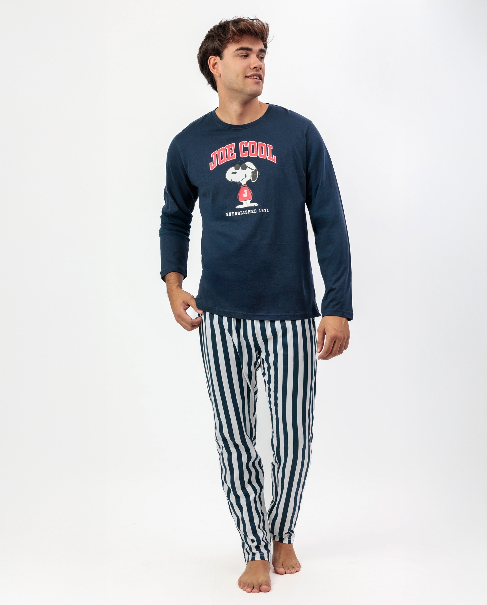 Imagen 0 de Pijama corto de hombre de punto de color azul marino Azul marino
