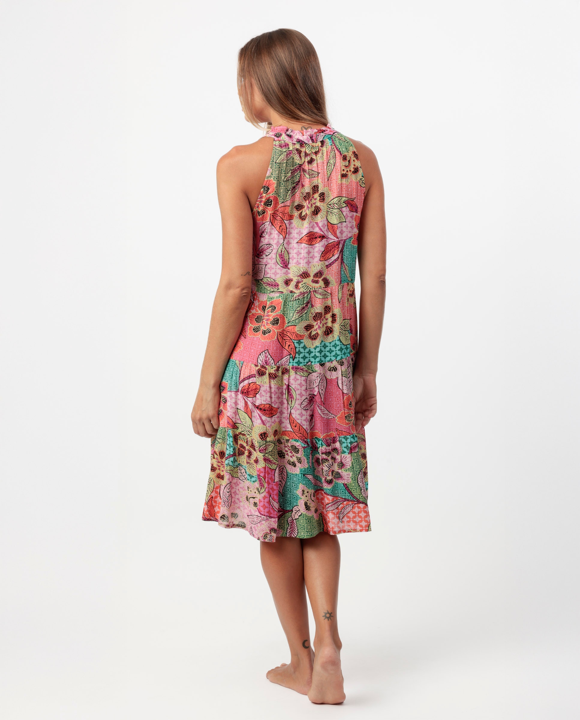 Vestido sin mangas de tela arrugada corto - Admas - Multicolor Multicolor-2