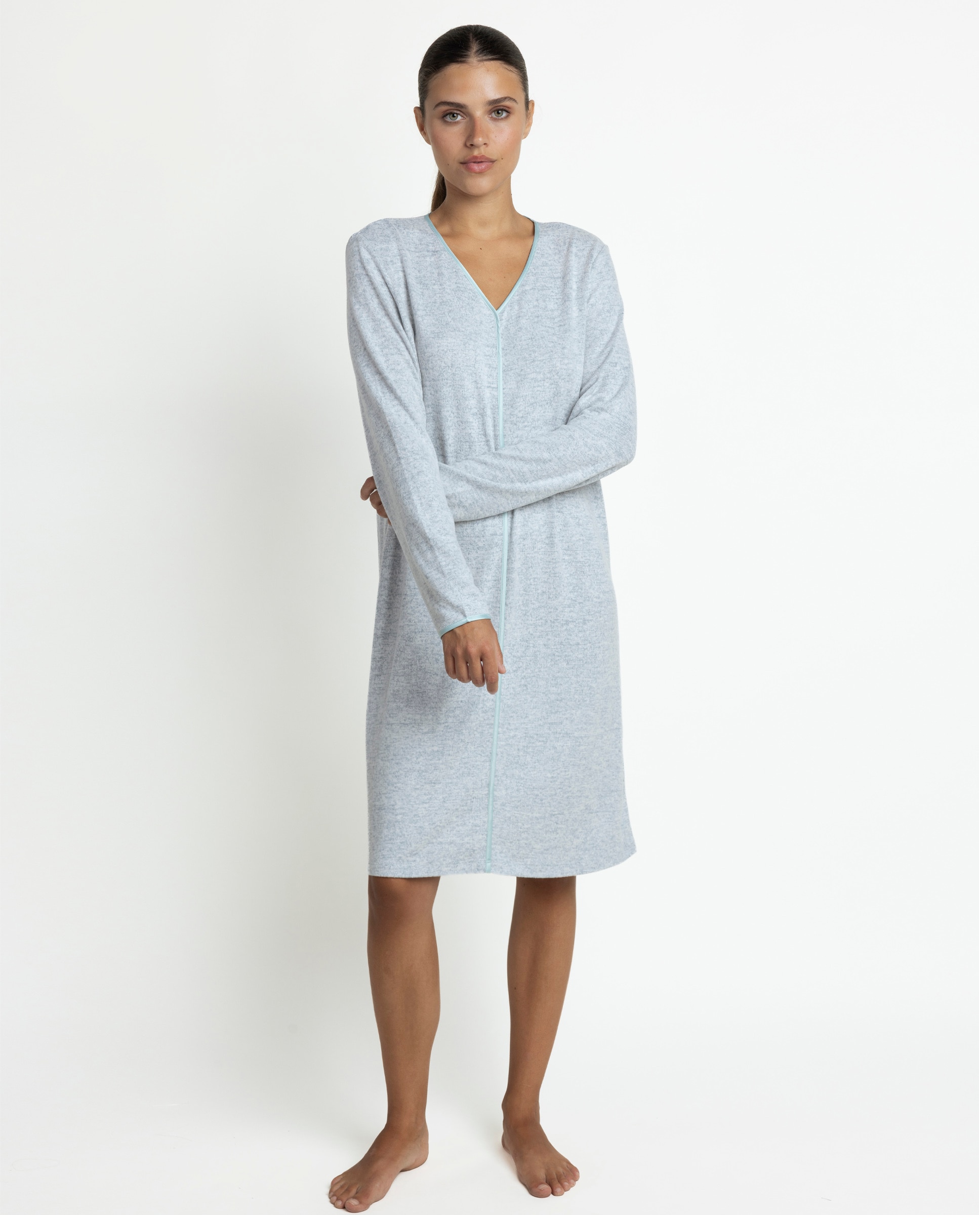 Camisón largo de mujer de tela satén - Admas - Verde Agua Verde Agua-1