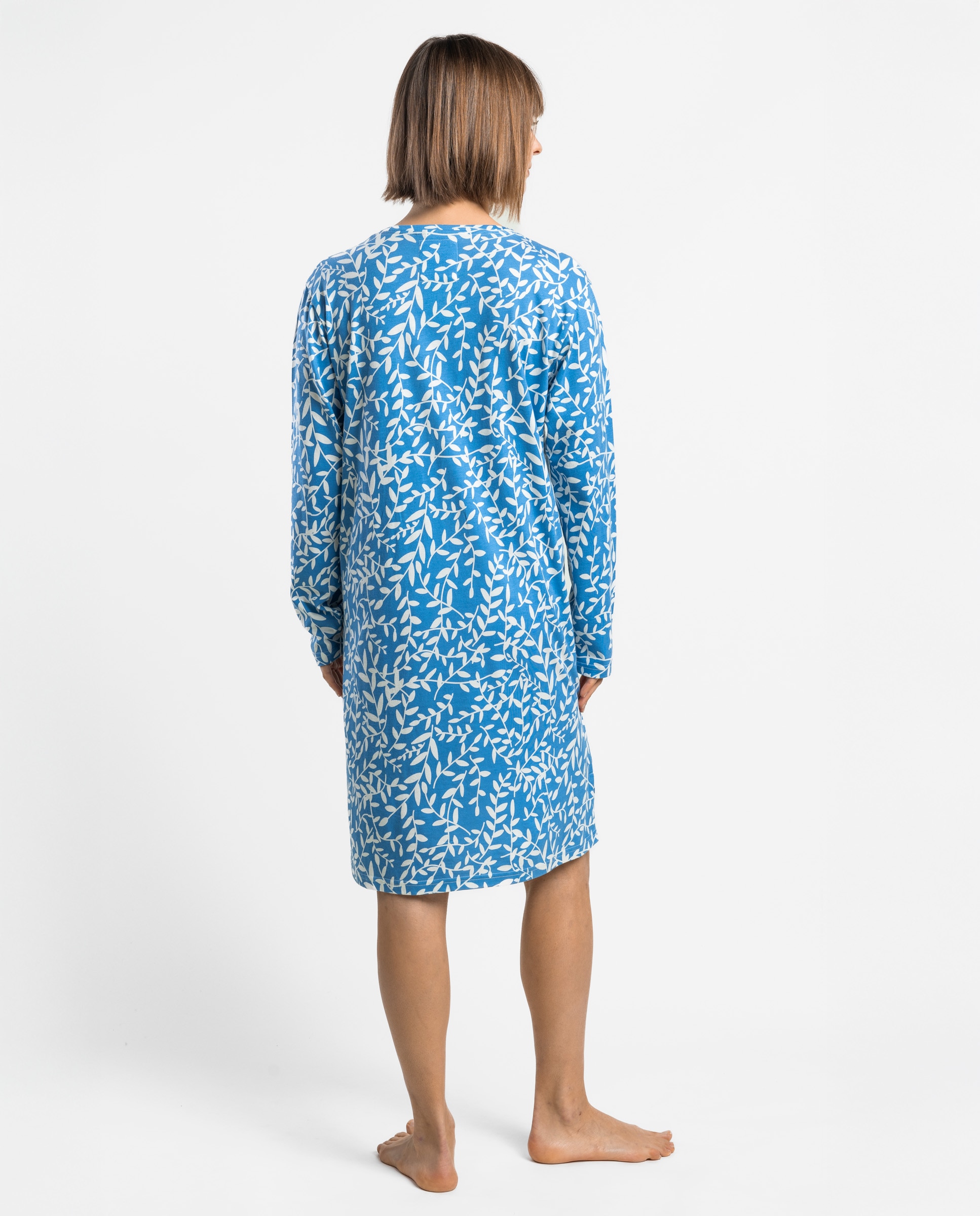 Camisón largo de mujer de punto de algodón - Admas - Azul Azul-2