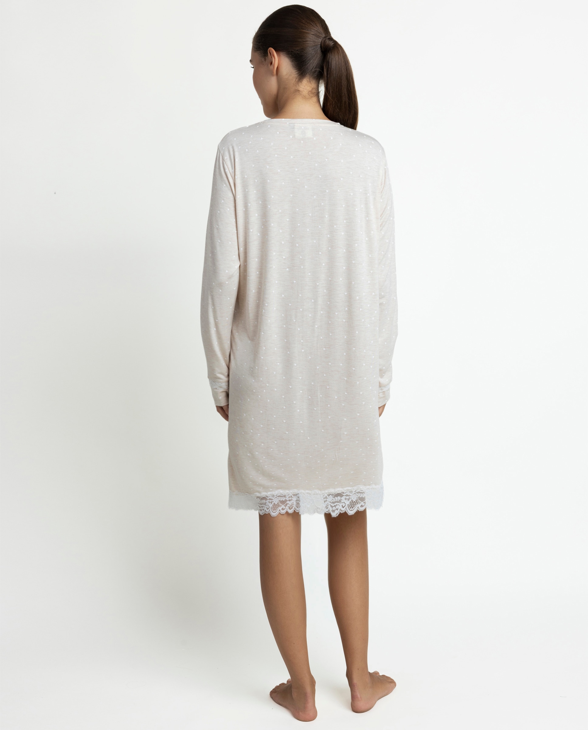 Camisón largo de mujer de punto viscosa - Admas - Beige Beige-2