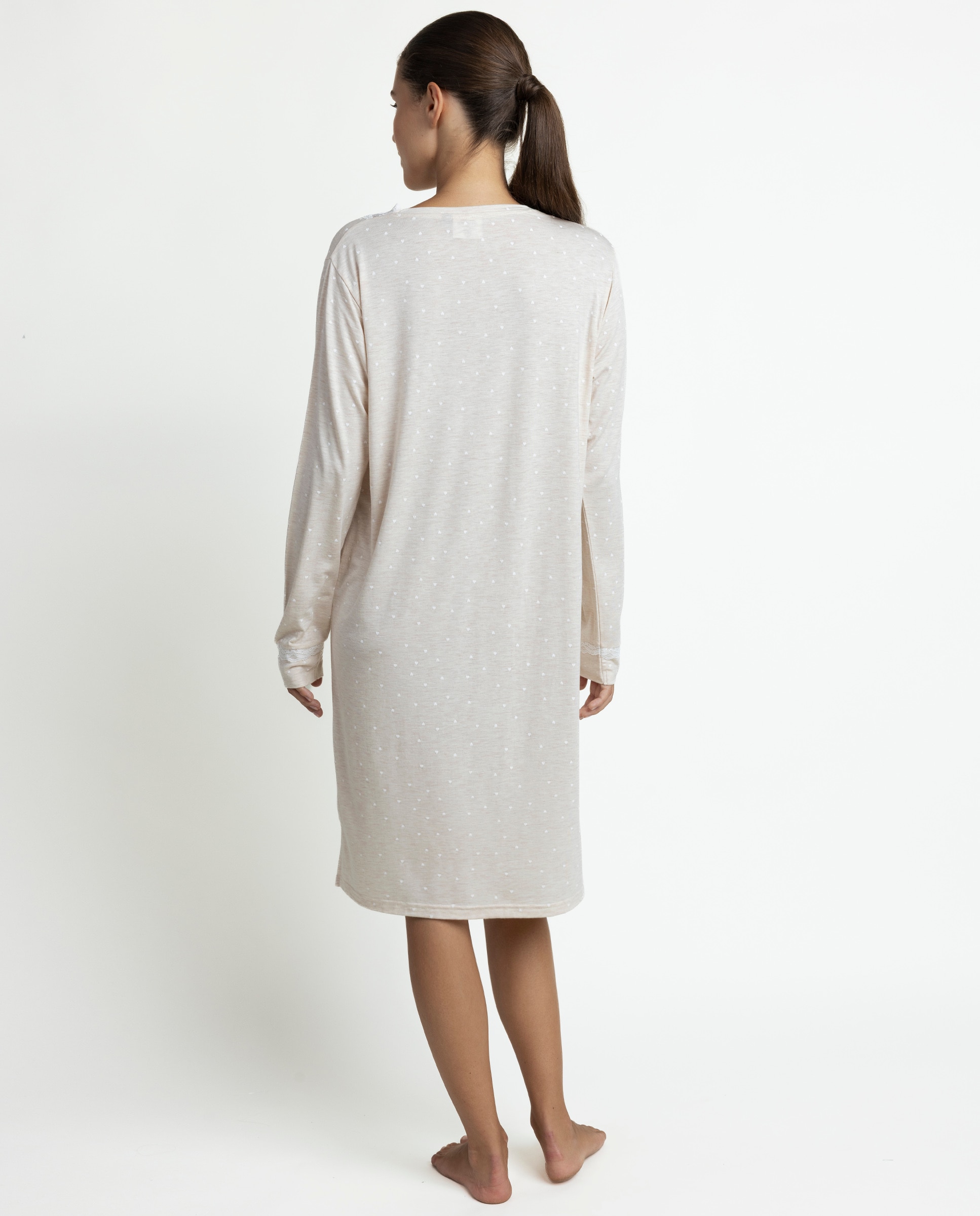 Camisón largo de mujer de punto viscosa - Admas - Beige Beige-2